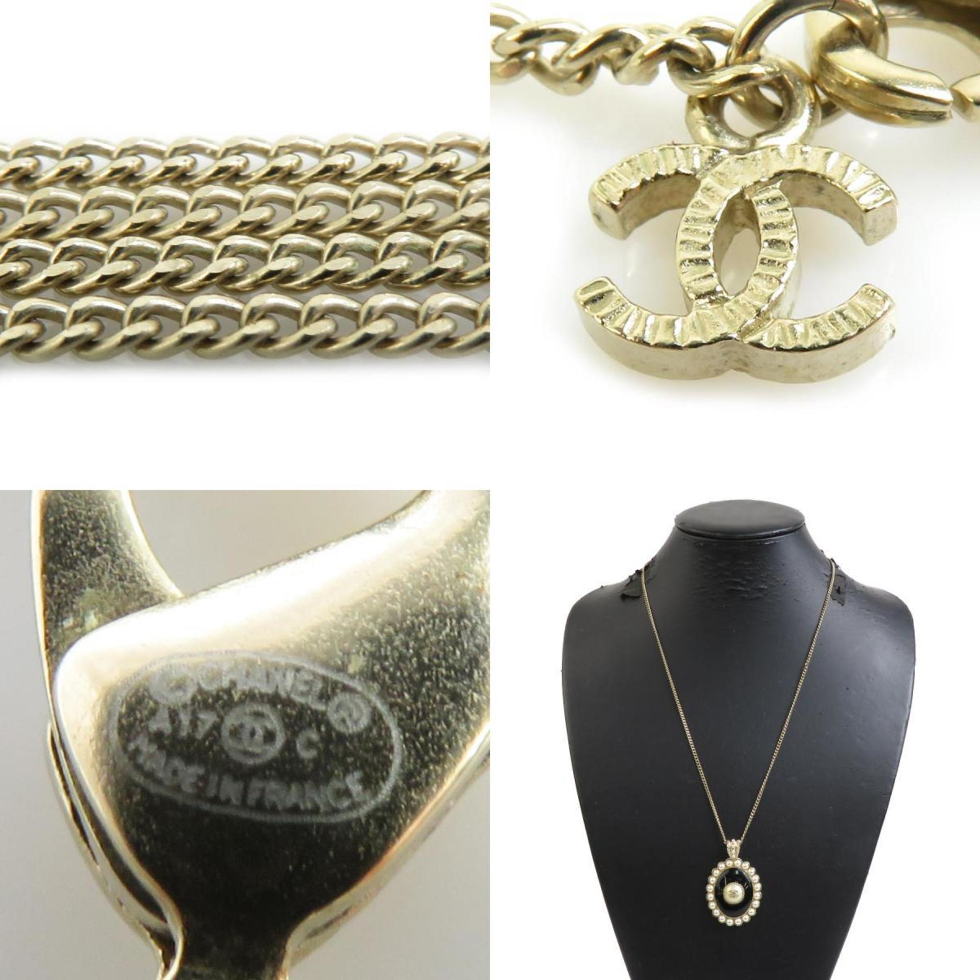 CC Logo Pendant Necklace Gold-Tone Metal