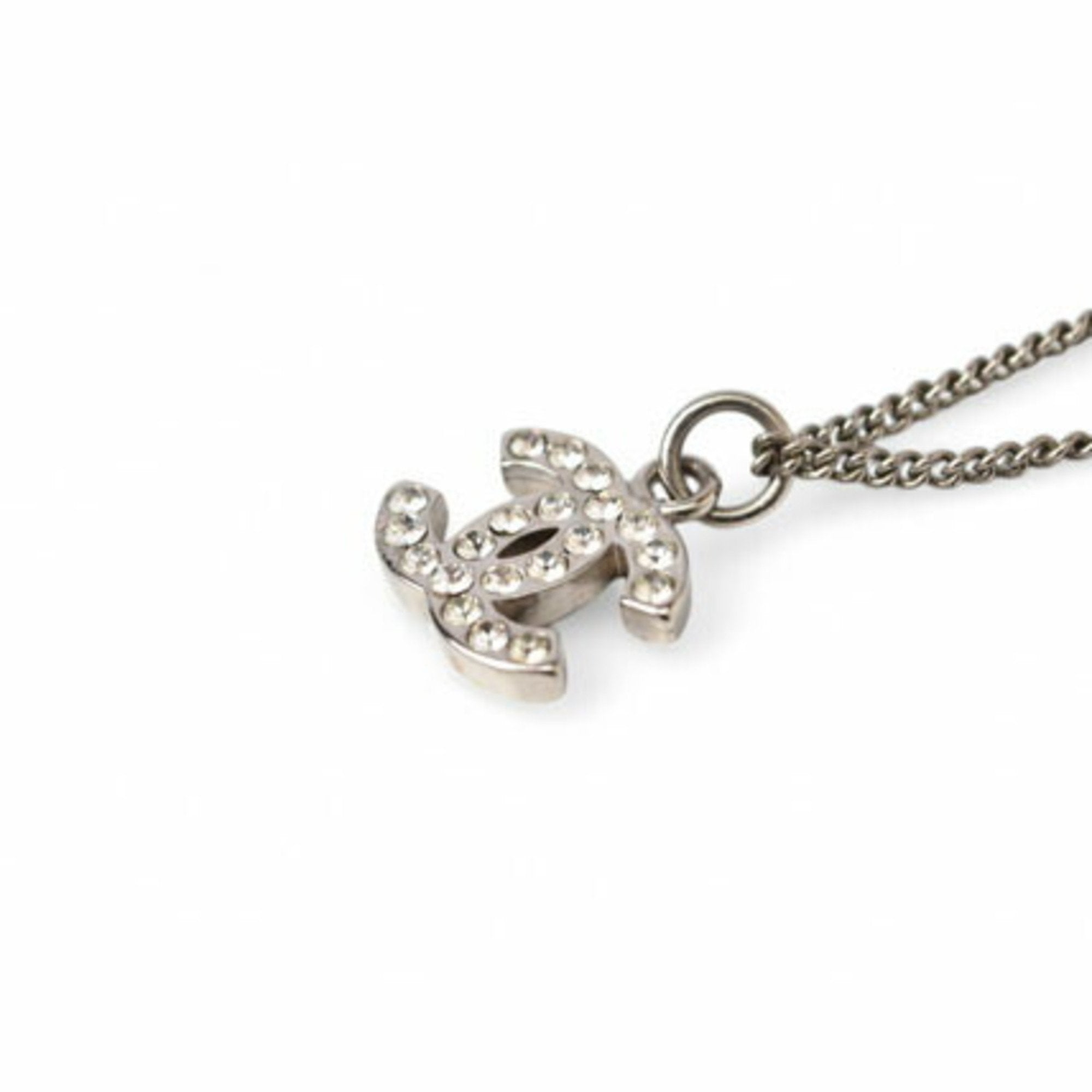 CC Logo Pendant Necklace Silver-Tone Metal