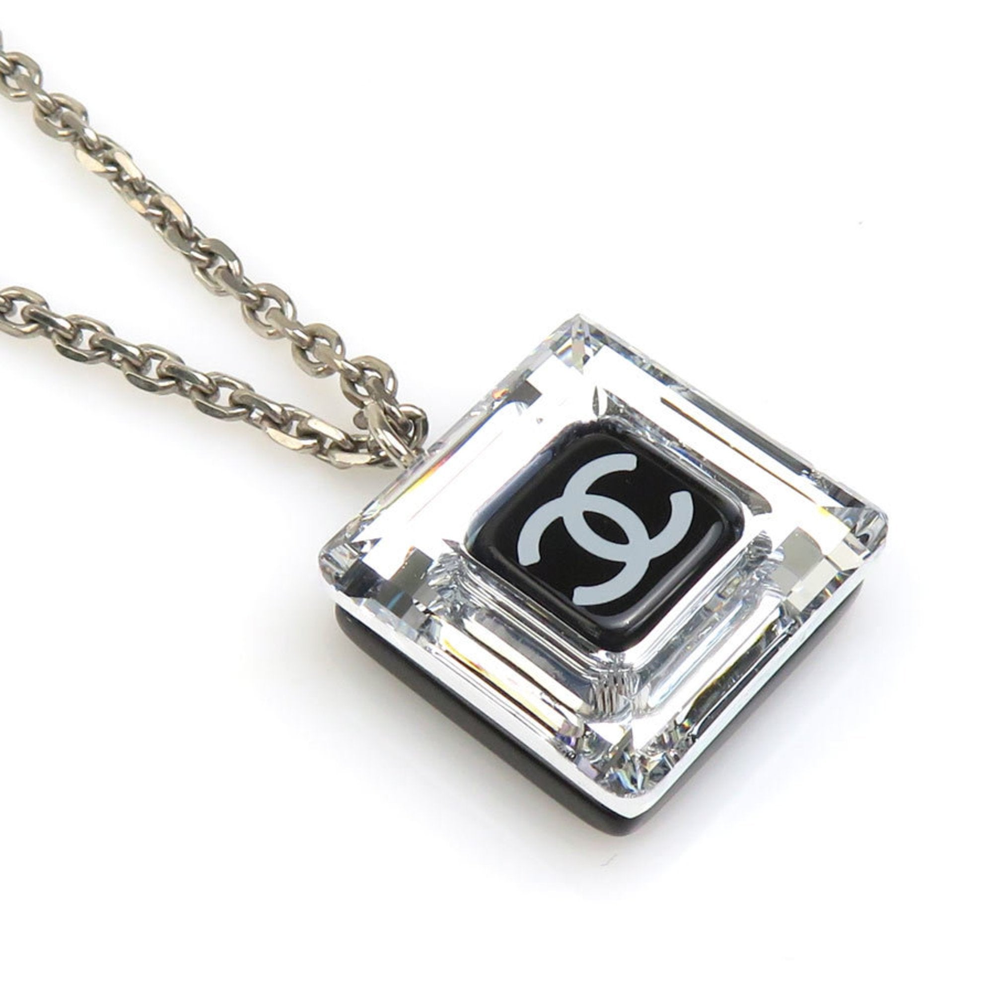 CC Logo Pendant Necklace Silver-Tone Metal