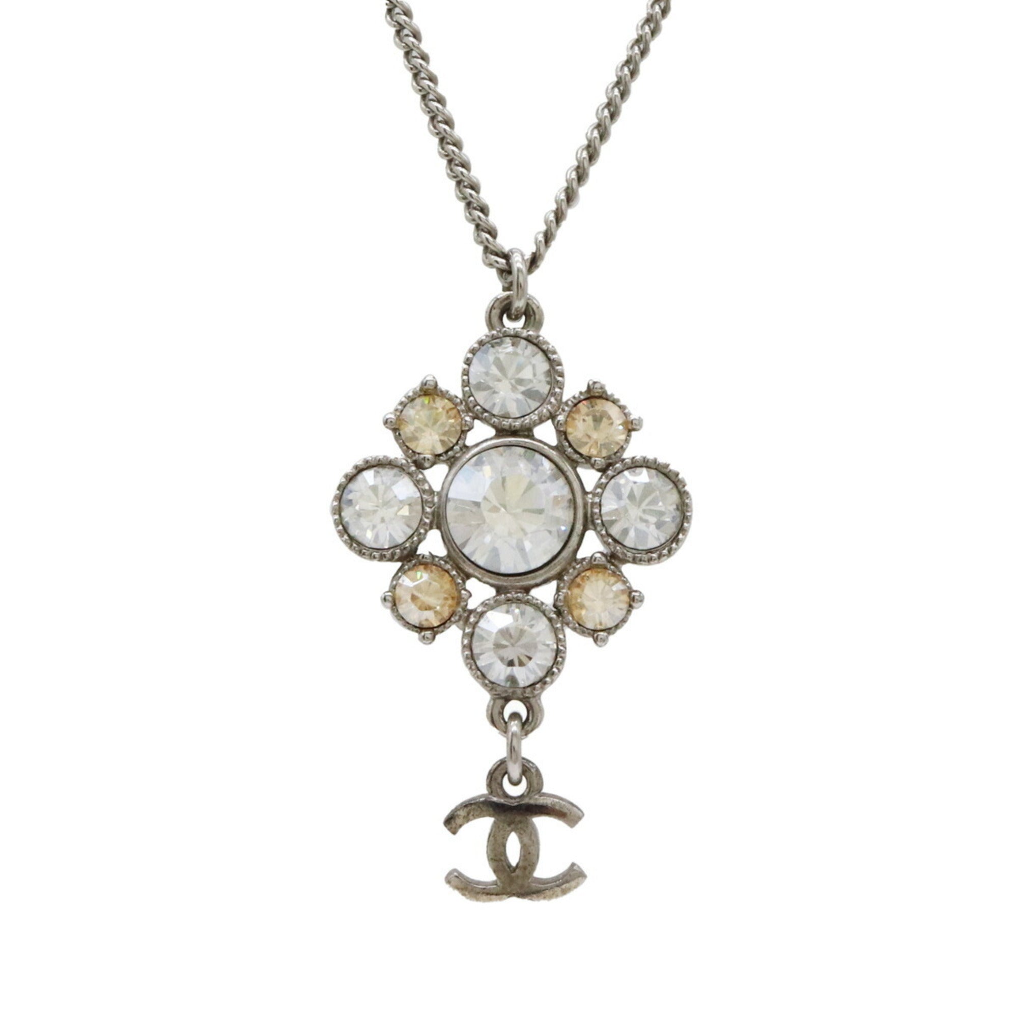 CC Logo Pendant Necklace Silver-Tone Metal