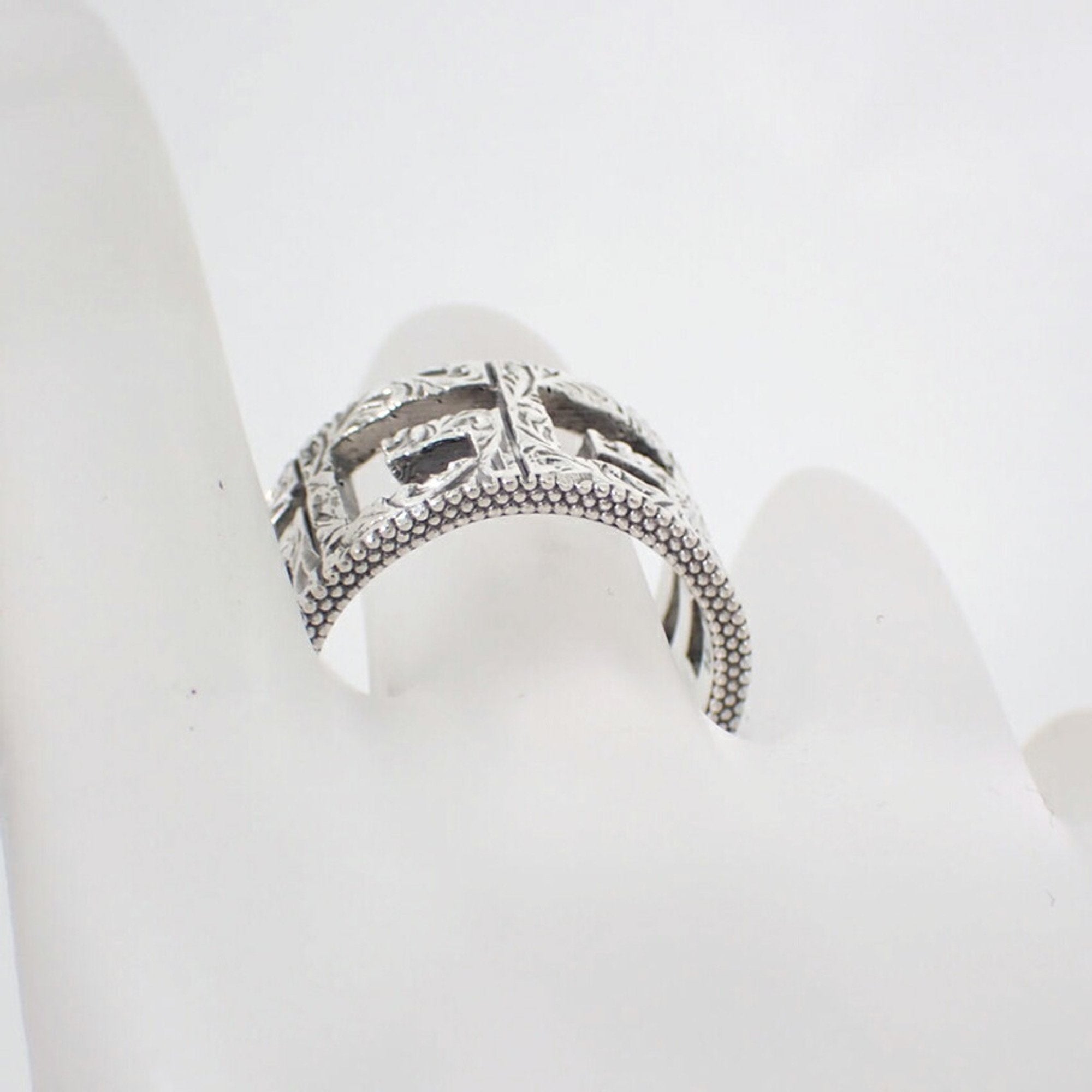 Arabesque Square G Wide Ring Sterling Silver