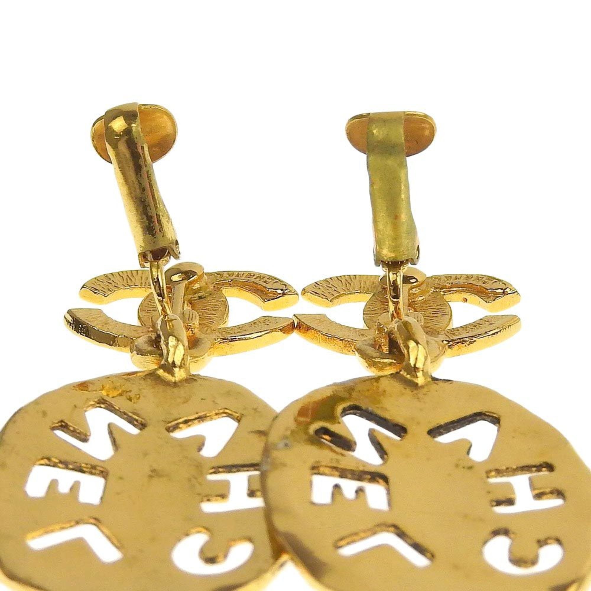 Vintage Clip-On Earrings Logo Clip-On Gold-Tone Metal