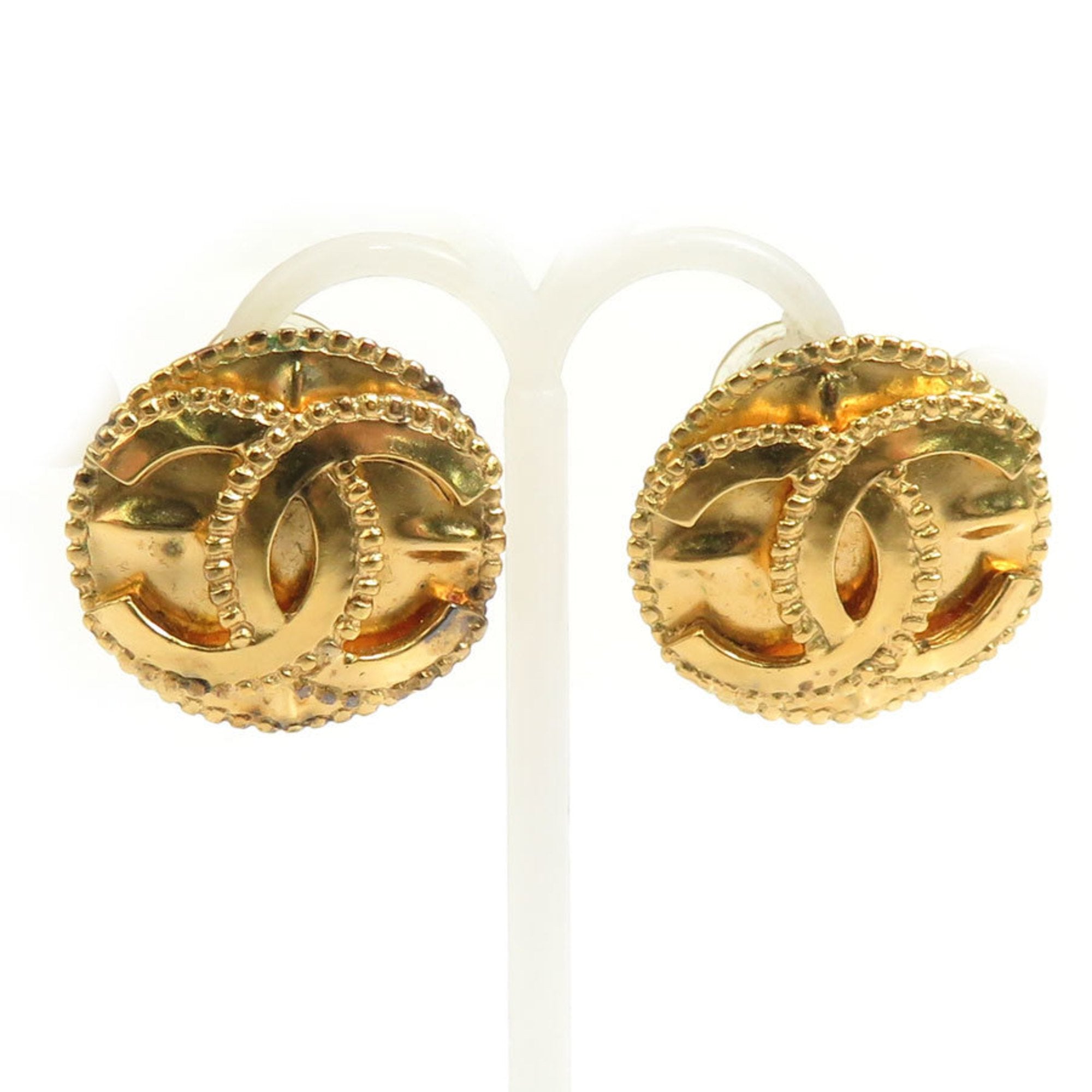 CC Logo Clip-On Earrings Gold-Tone Metal Gold-Tone Metal