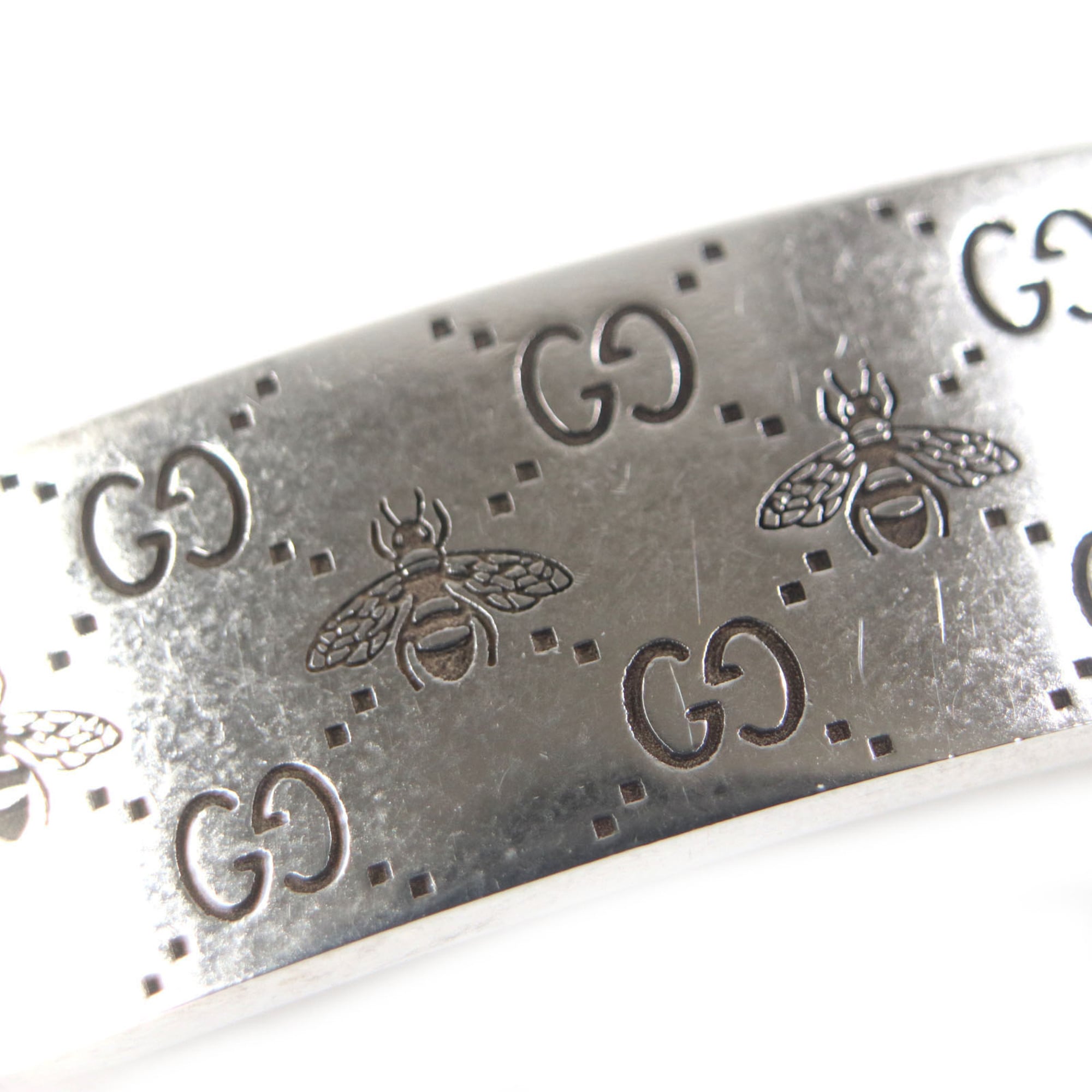 GG Bee Engraved Bracelet Sterling Silver