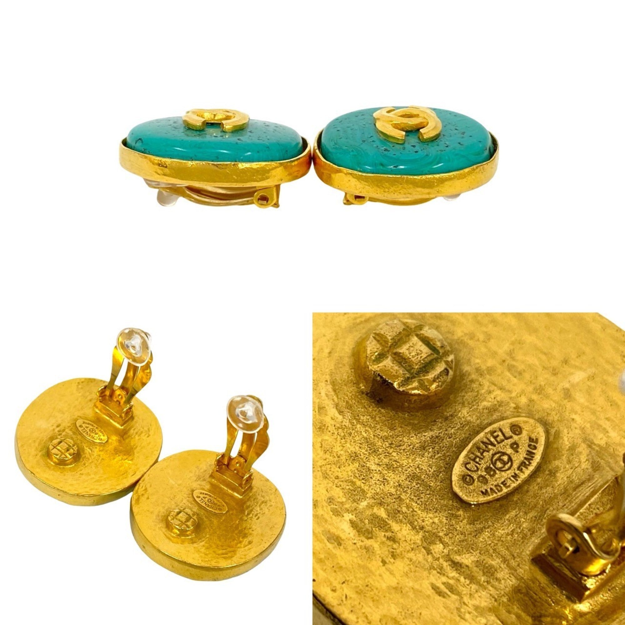 CC Logo Clip-On Earrings Metal Gold-Tone Metal