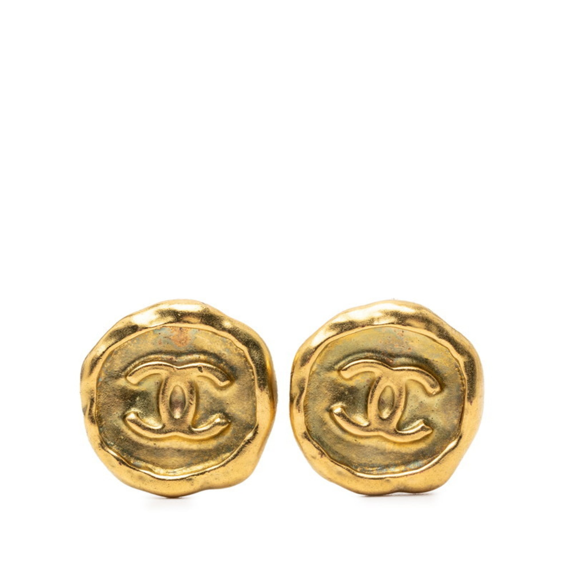 CC Logo Clip-On Earrings Metal Gold-Tone Metal