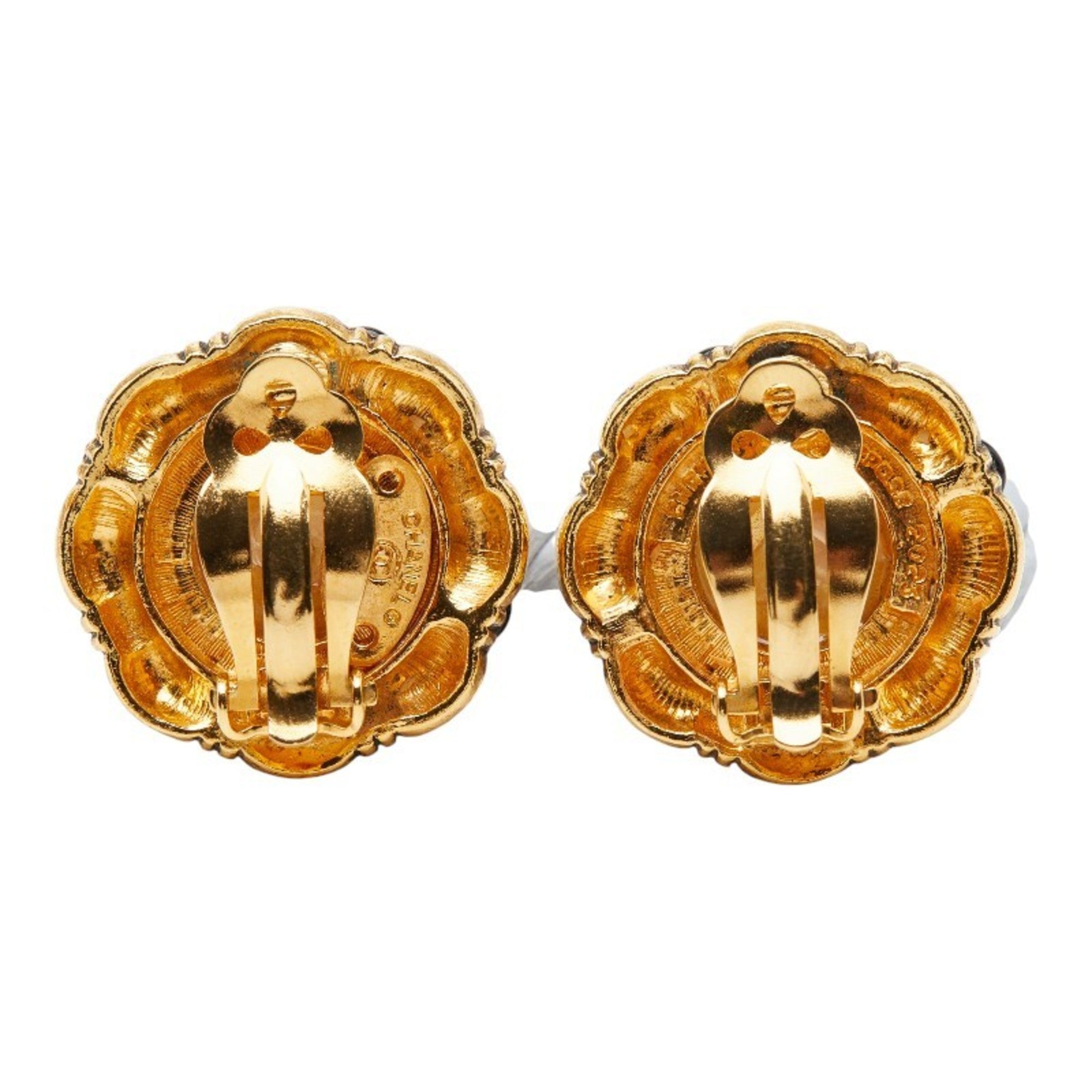 Vintage Clip-On Earrings Pearl Clip-On Gold-Tone Metal