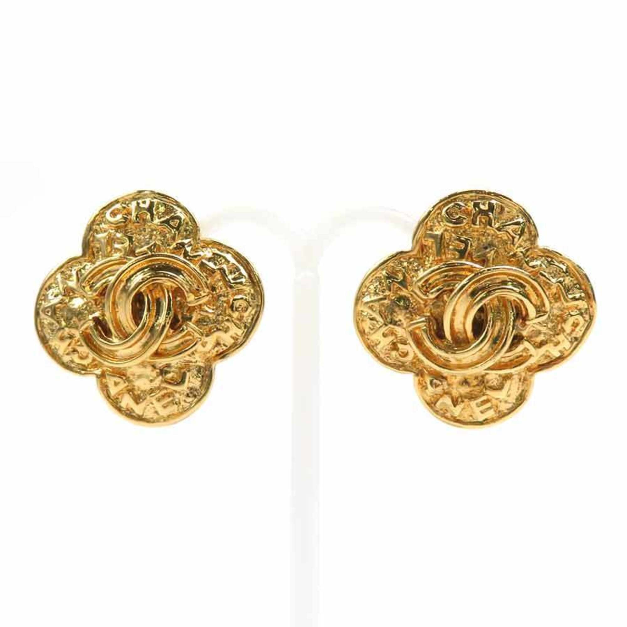 CC Logo Clip-On Earrings Gold-Tone Metal Gold-Tone Metal