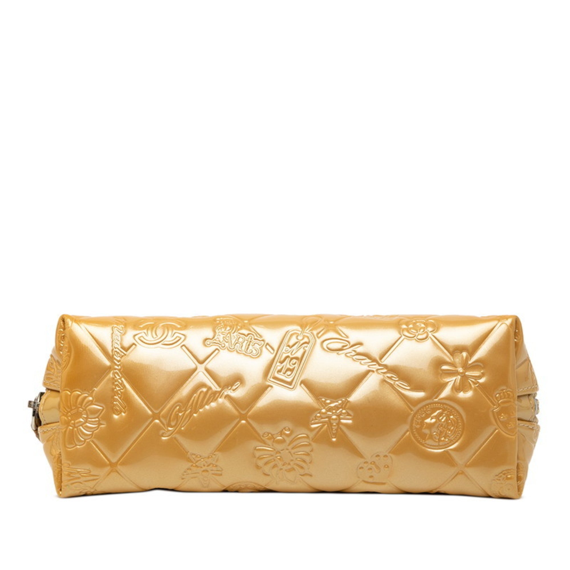 Lucky Symbols Pochette Embossed Quilted Patent