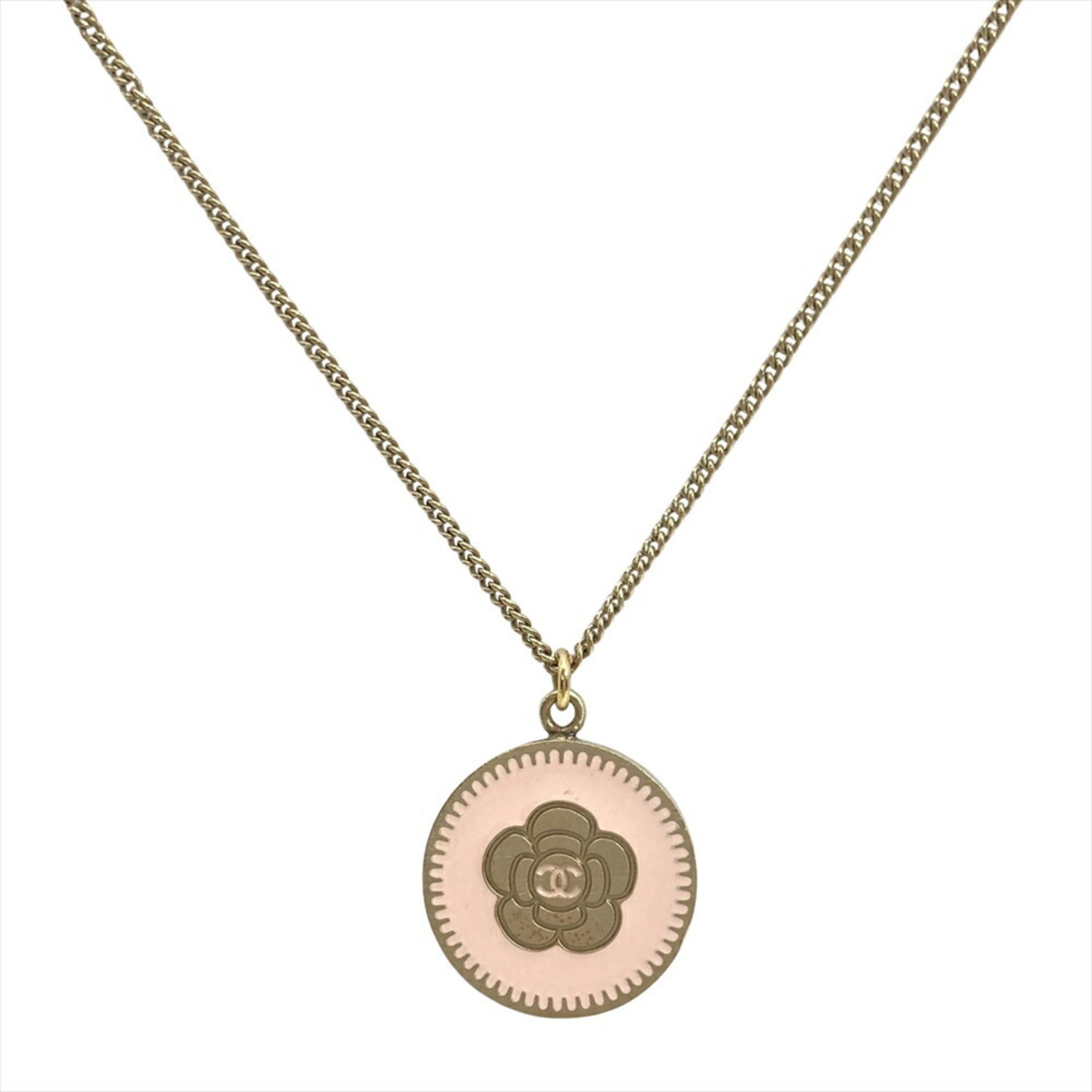 CC Logo Pendant Necklace Gold-Tone Metal