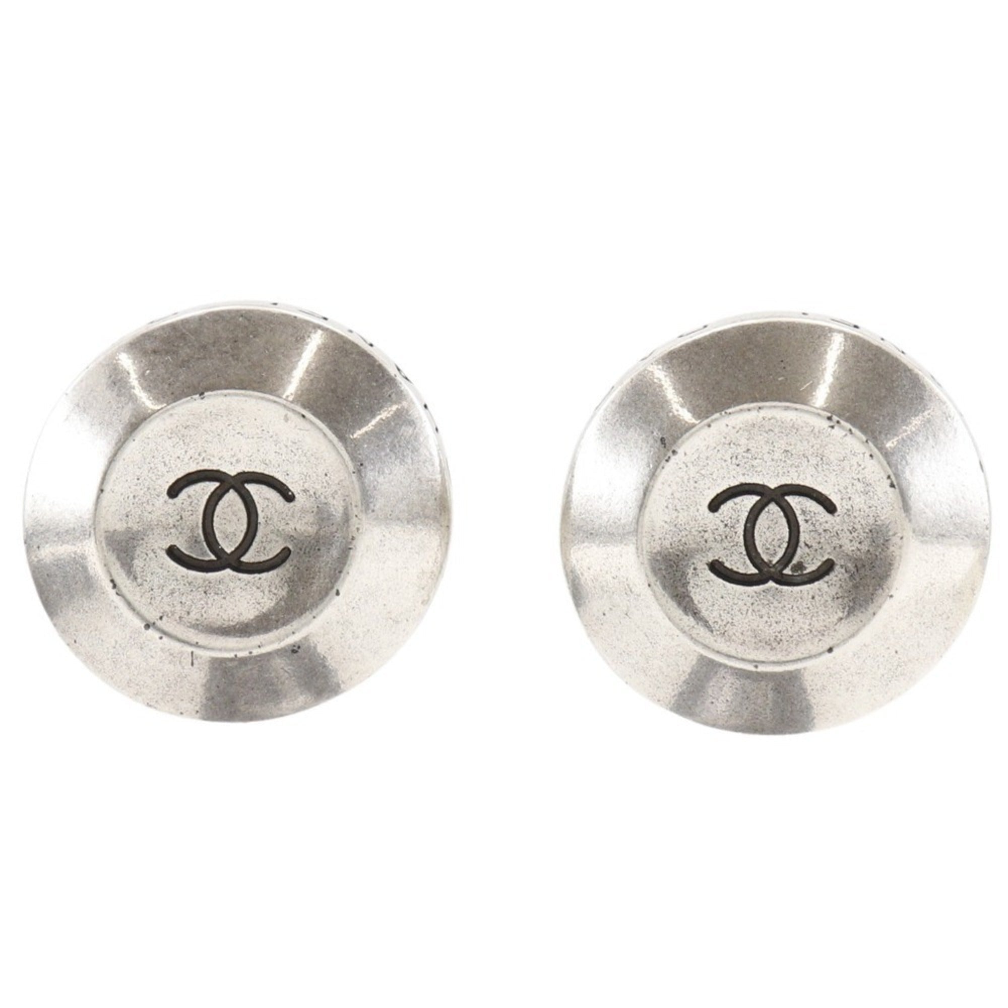 CC Logo Clip-On Earrings Silver-Tone Metal Silver-Tone Metal
