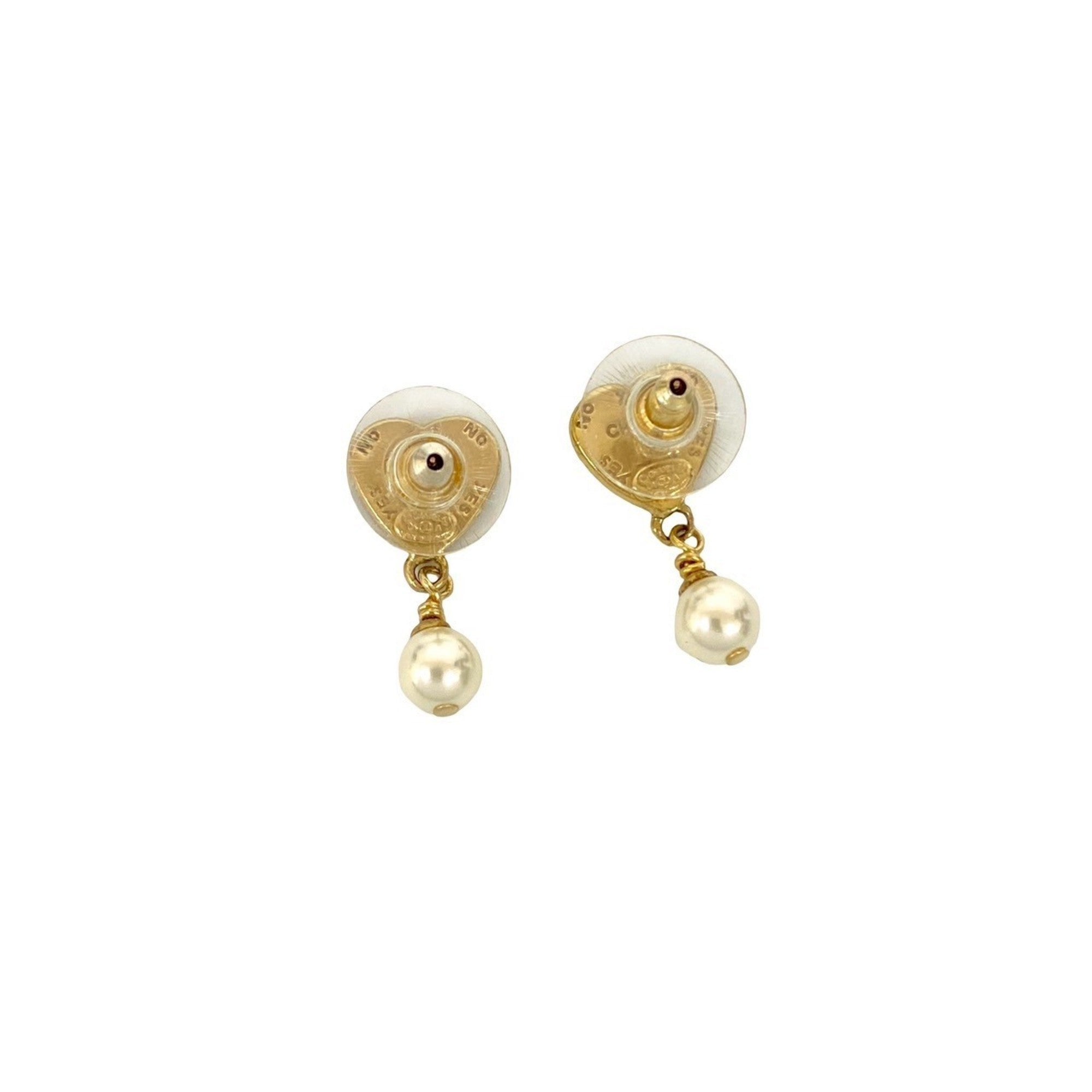CC Logo Heart Earrings Metal Gold-Tone Metal