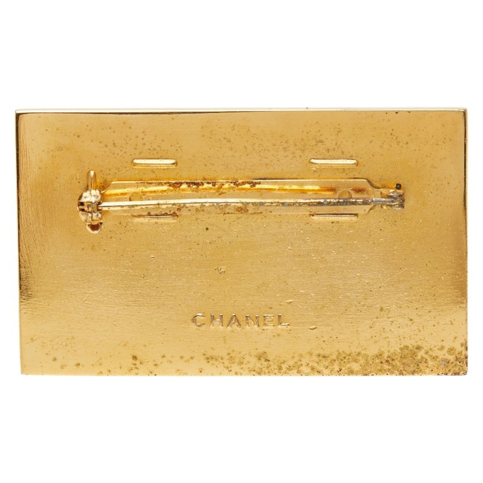 Nameplate Motif Brooch Metal