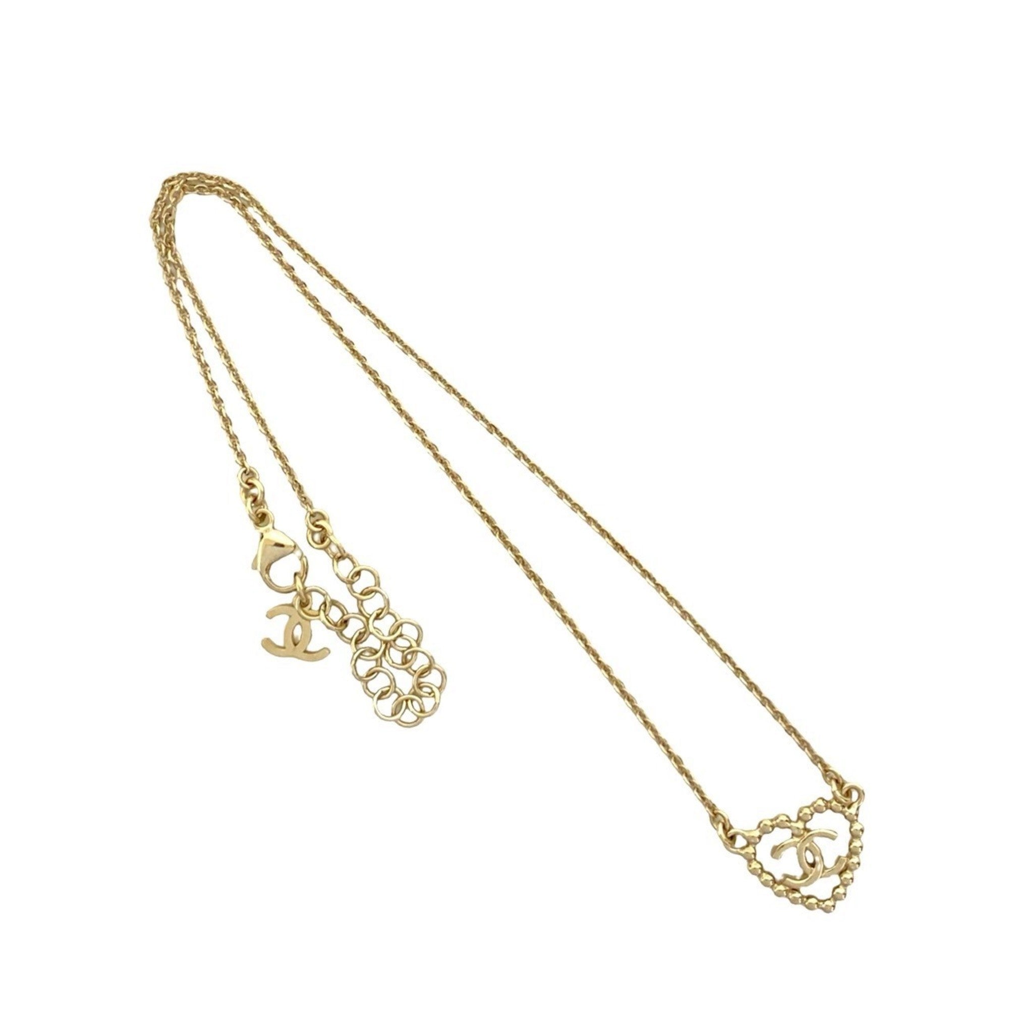 CC Logo Chain Heart Pendant Necklace Sterling Silver