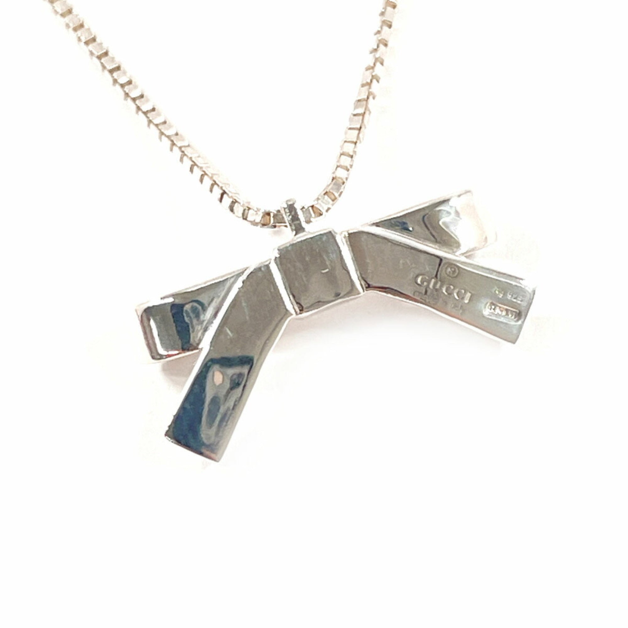 Ribbon Pendant Necklace Sterling Silver