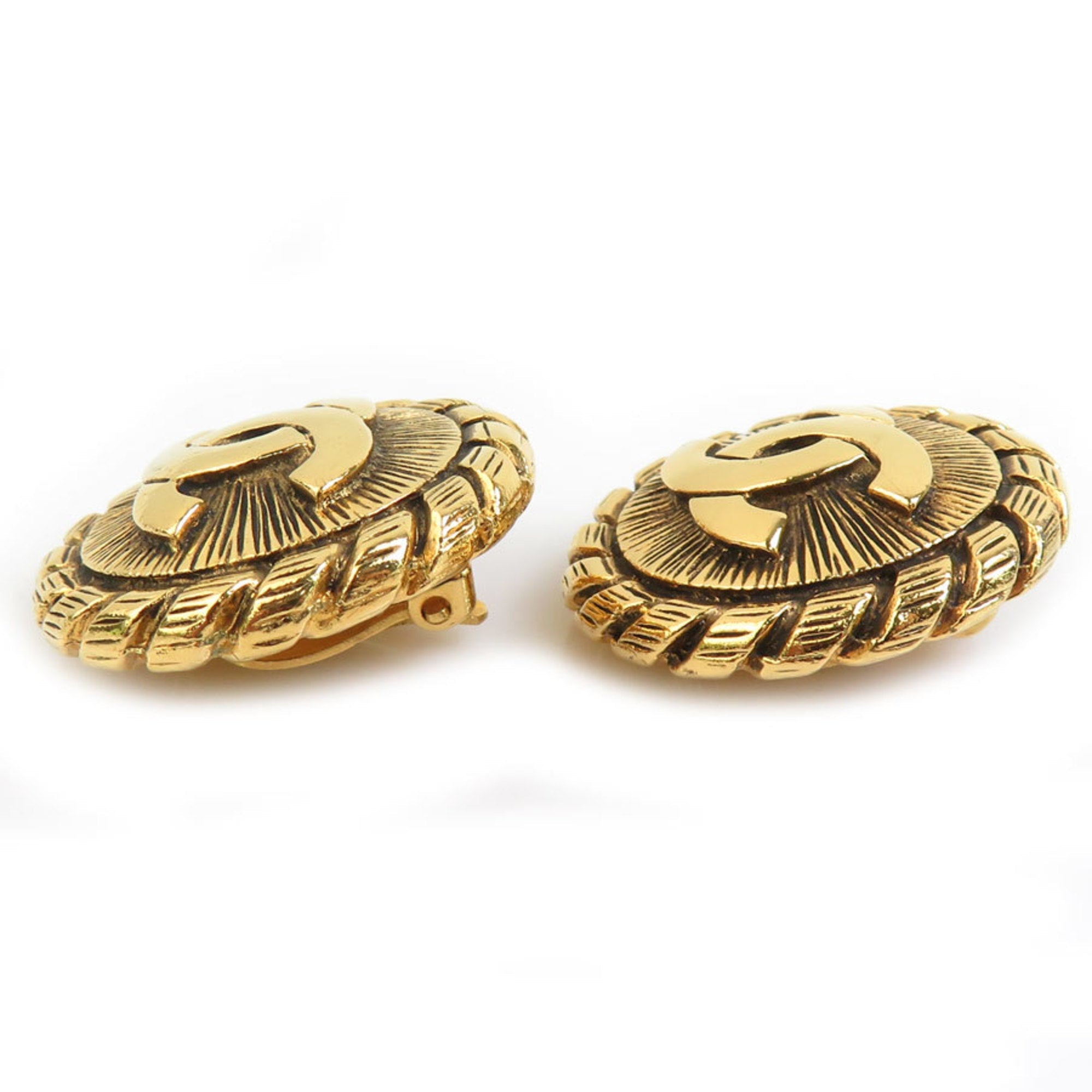 CC Logo Clip-On Earrings Gold-Tone Metal Gold-Tone Metal