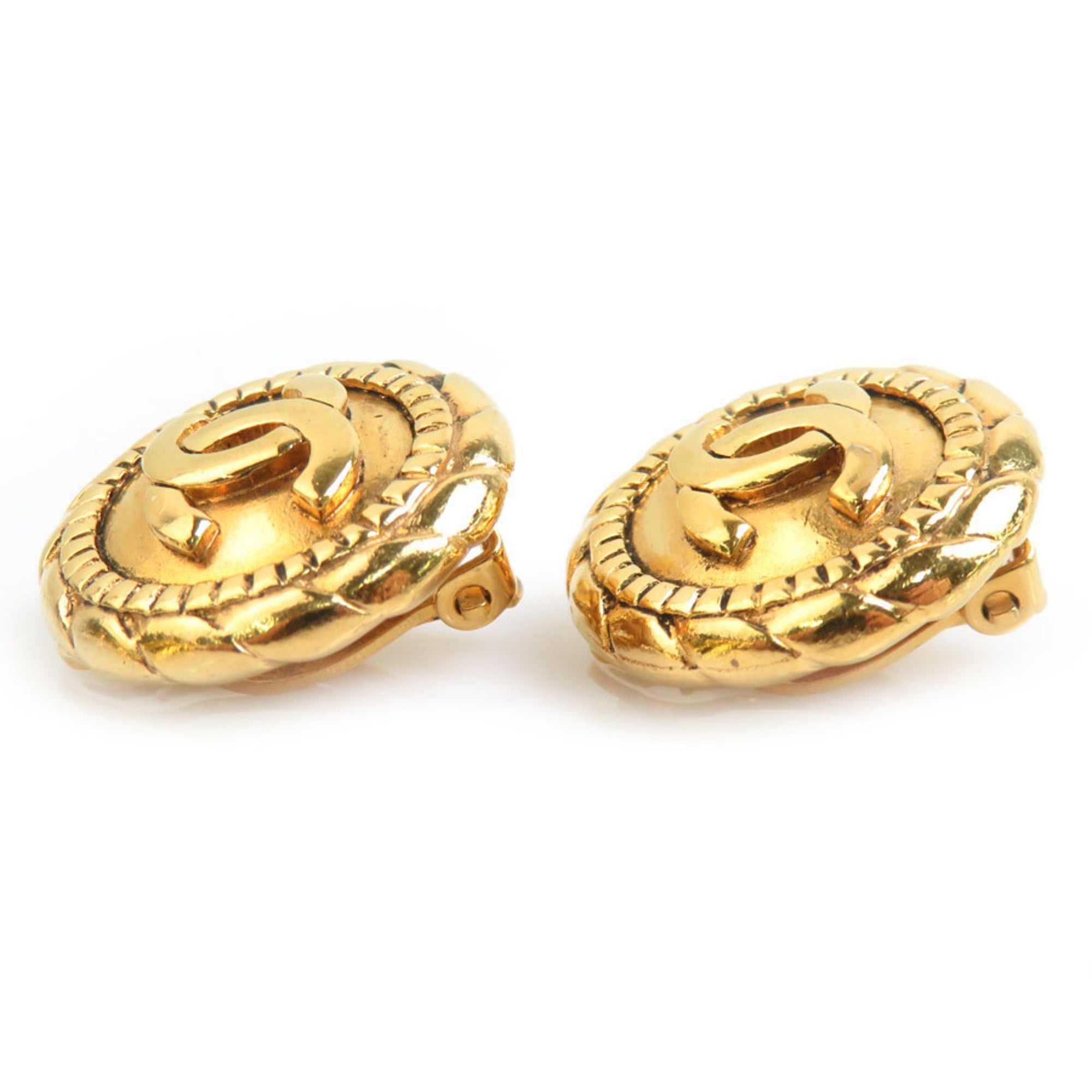 CC Logo Clip-On Earrings Gold-Tone Metal Gold-Tone Metal