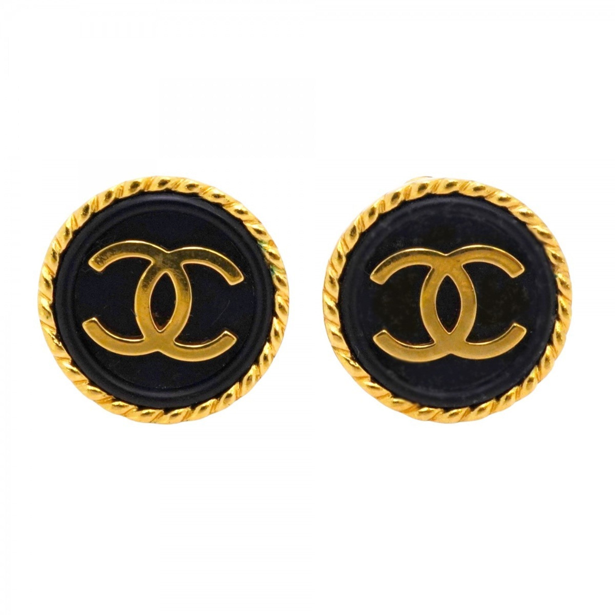 CC Logo Circle Clip-On Earrings Metal Gold-Tone Metal