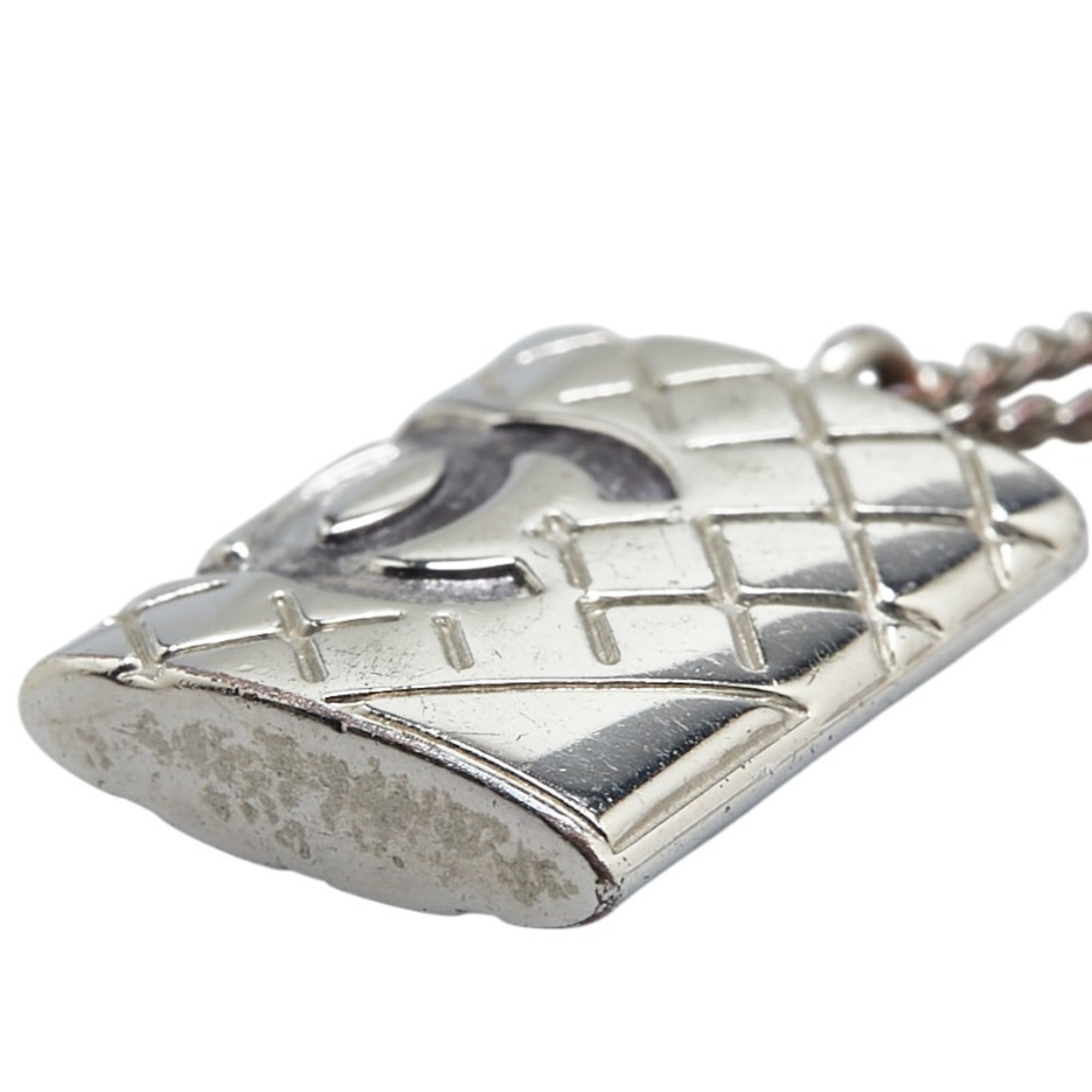 CC Logo Pendant Necklace Silver-Tone Metal