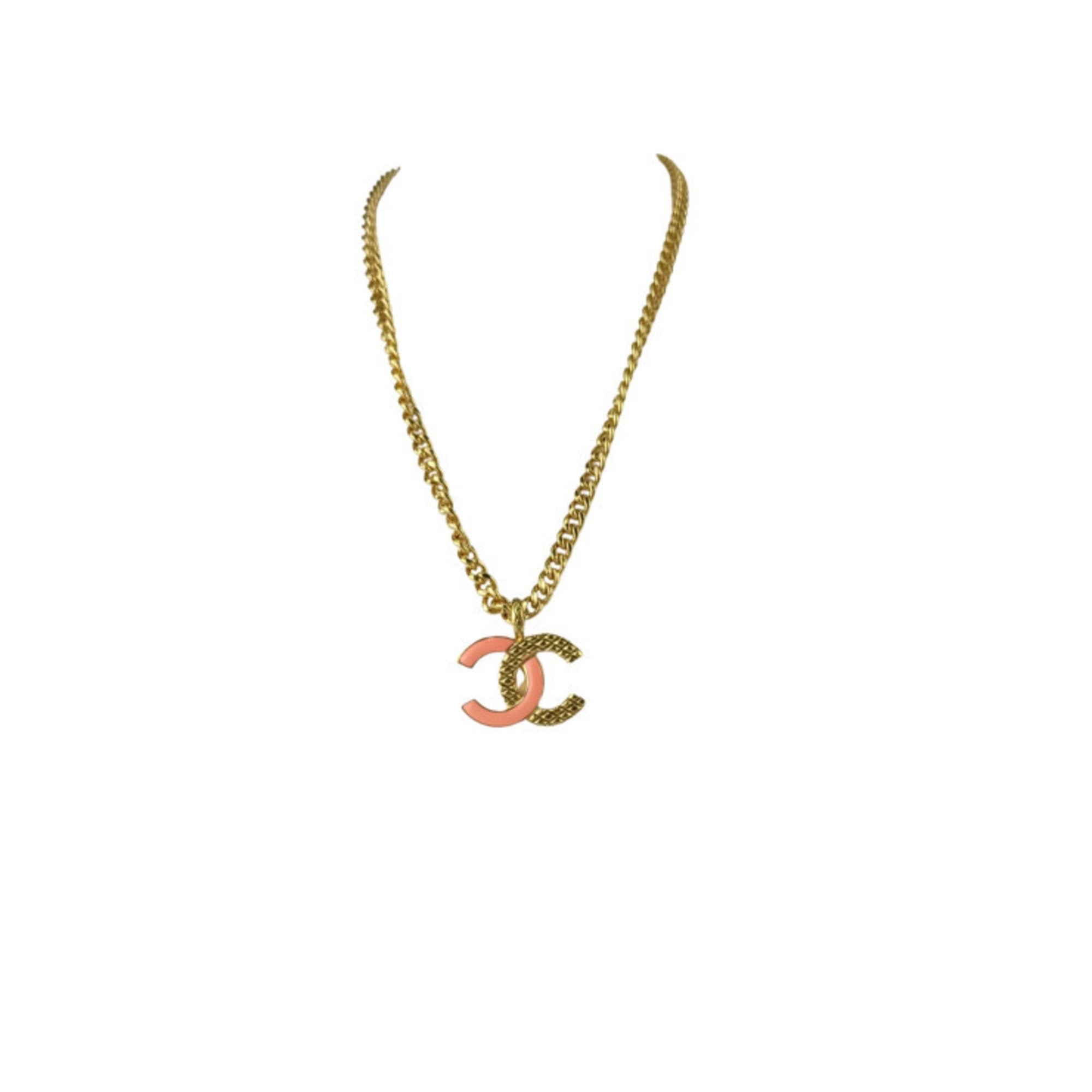 CC Logo Pendant Necklace Gold-Tone Metal
