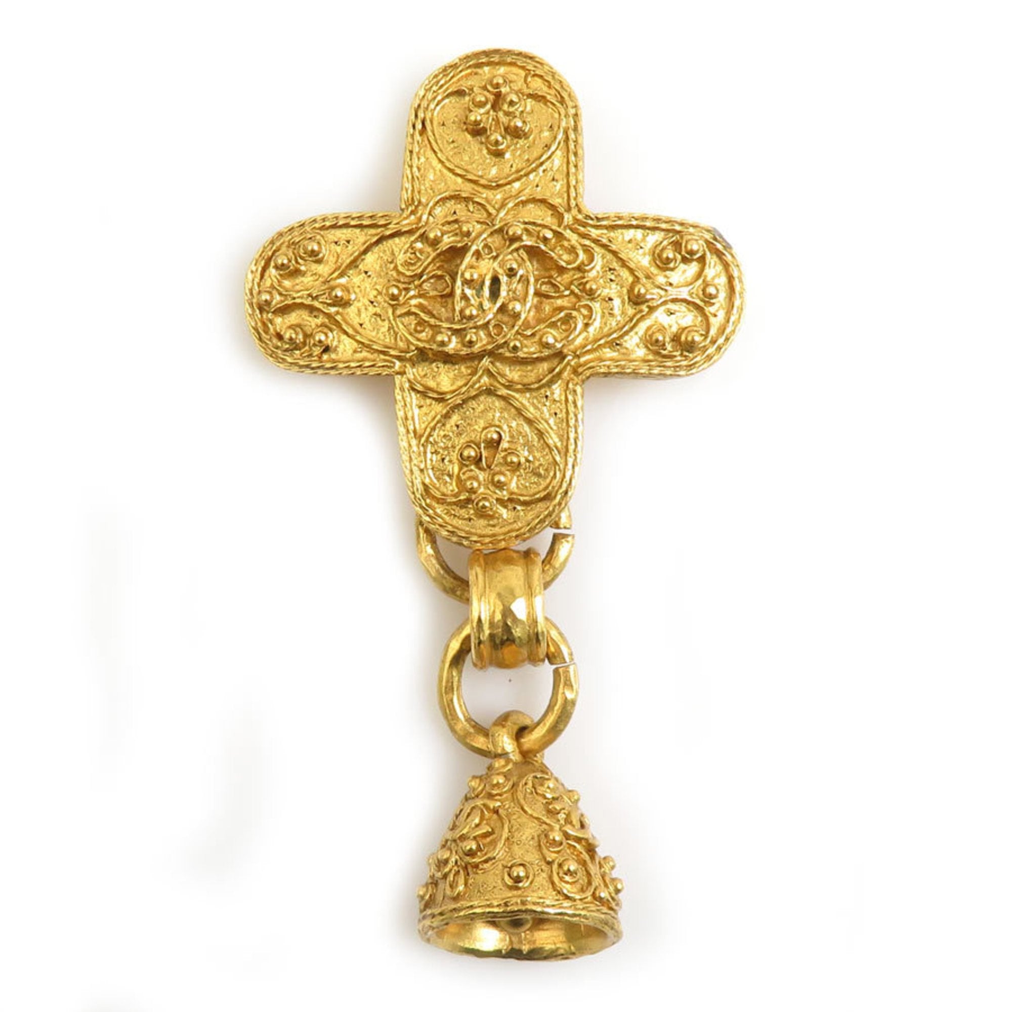 CC Logo Brooch Gold-Tone Metal