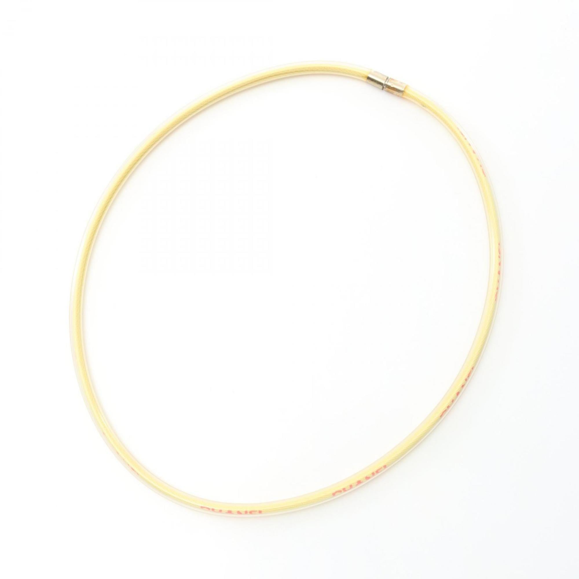 Pendant Necklace Cotton and Vinyl Clear Yellow
