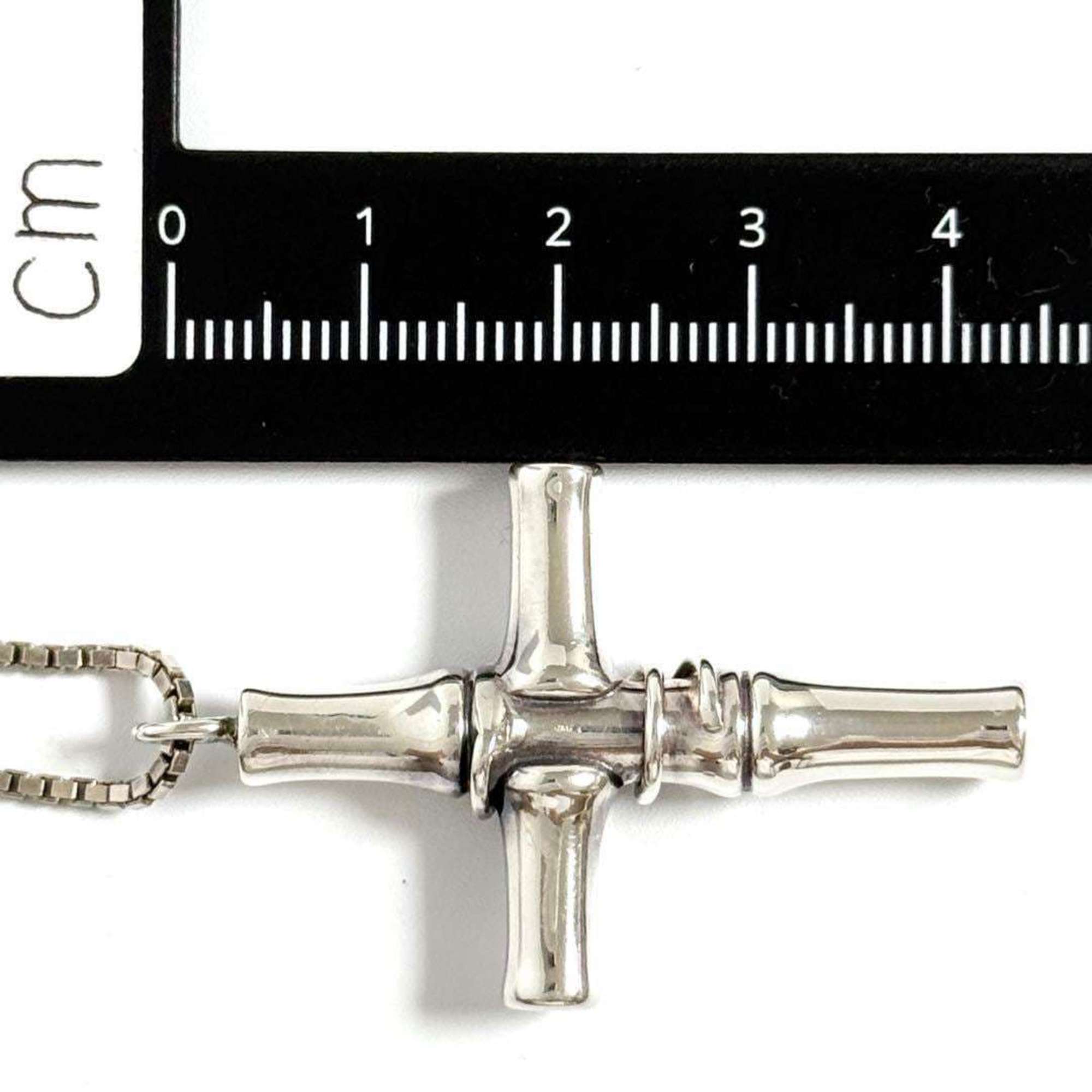 Bamboo Cross Pendant Necklace Sterling Silver