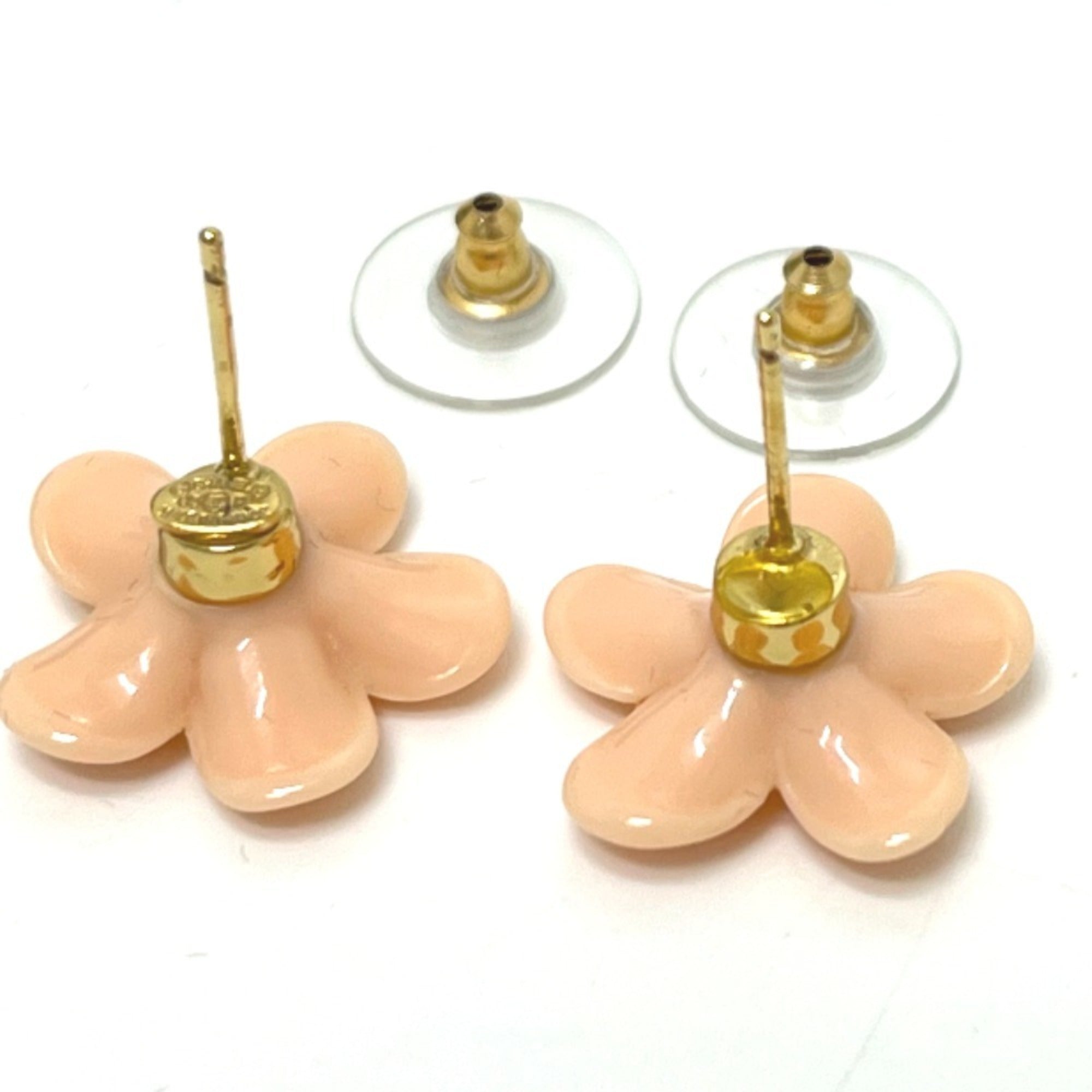 CC Logo Flower Earrings Gold-Tone Metal