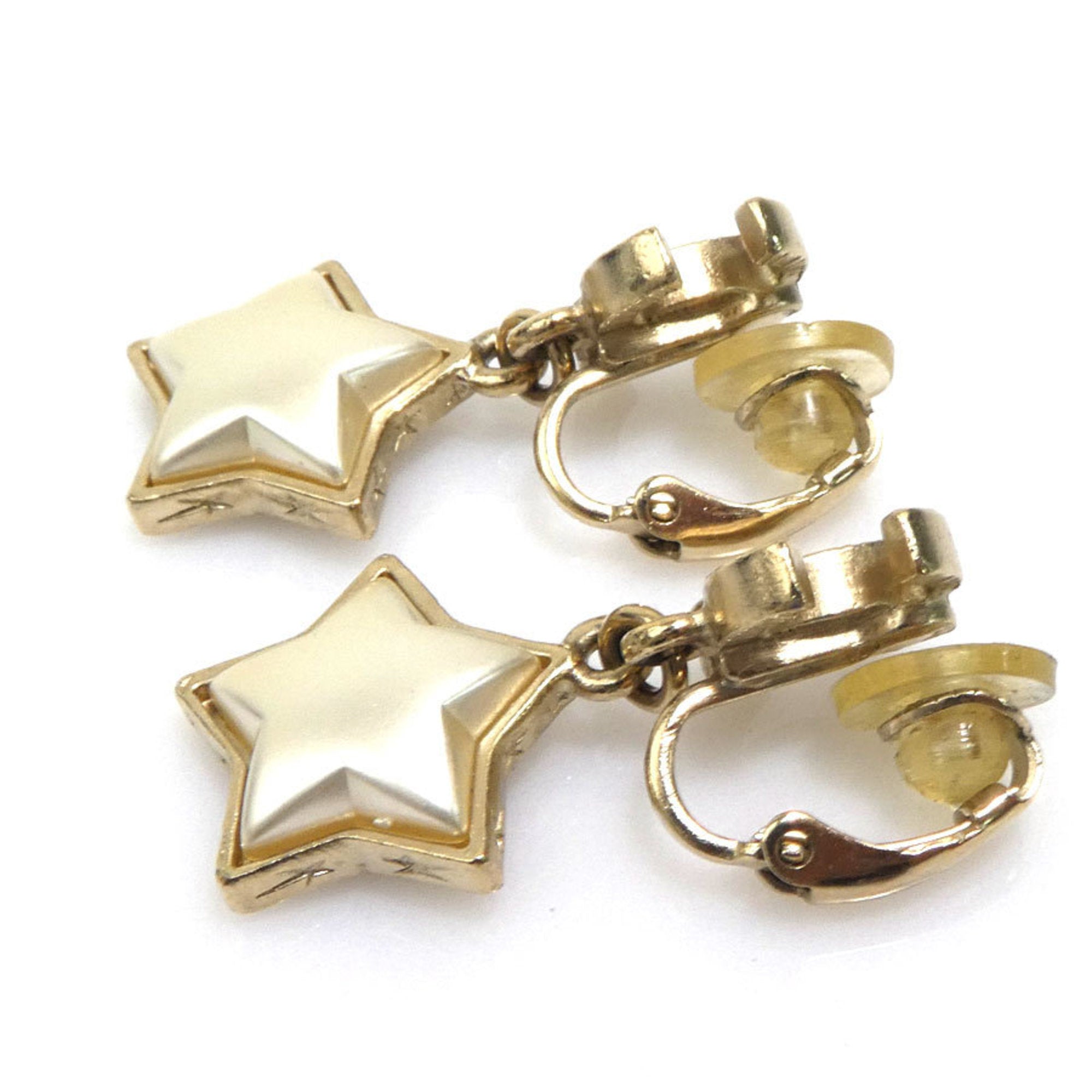 CC Logo Star Clip-On Earrings Gold-Tone Metal