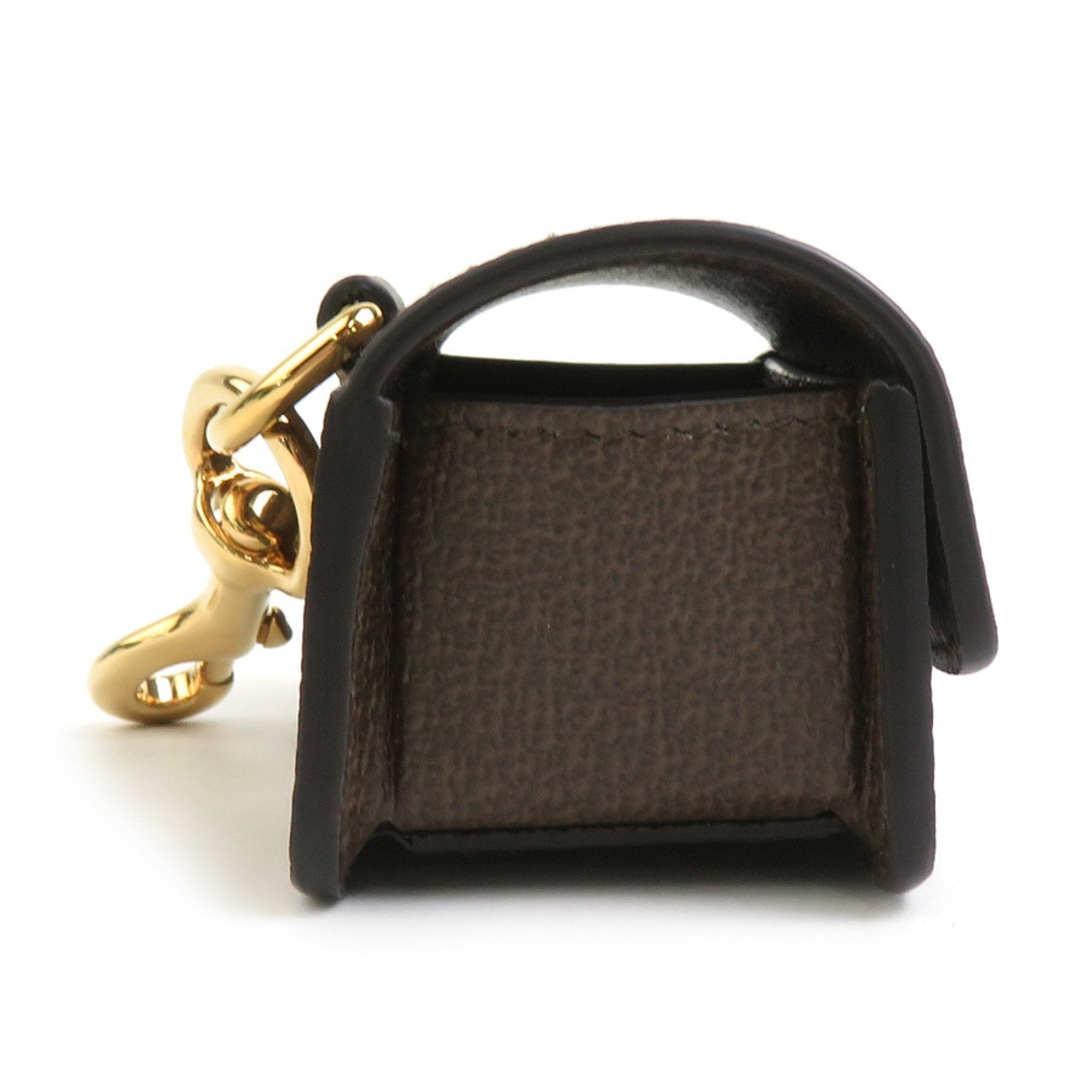 Etiquette Holder Charm Leather Brown Handbag Charm