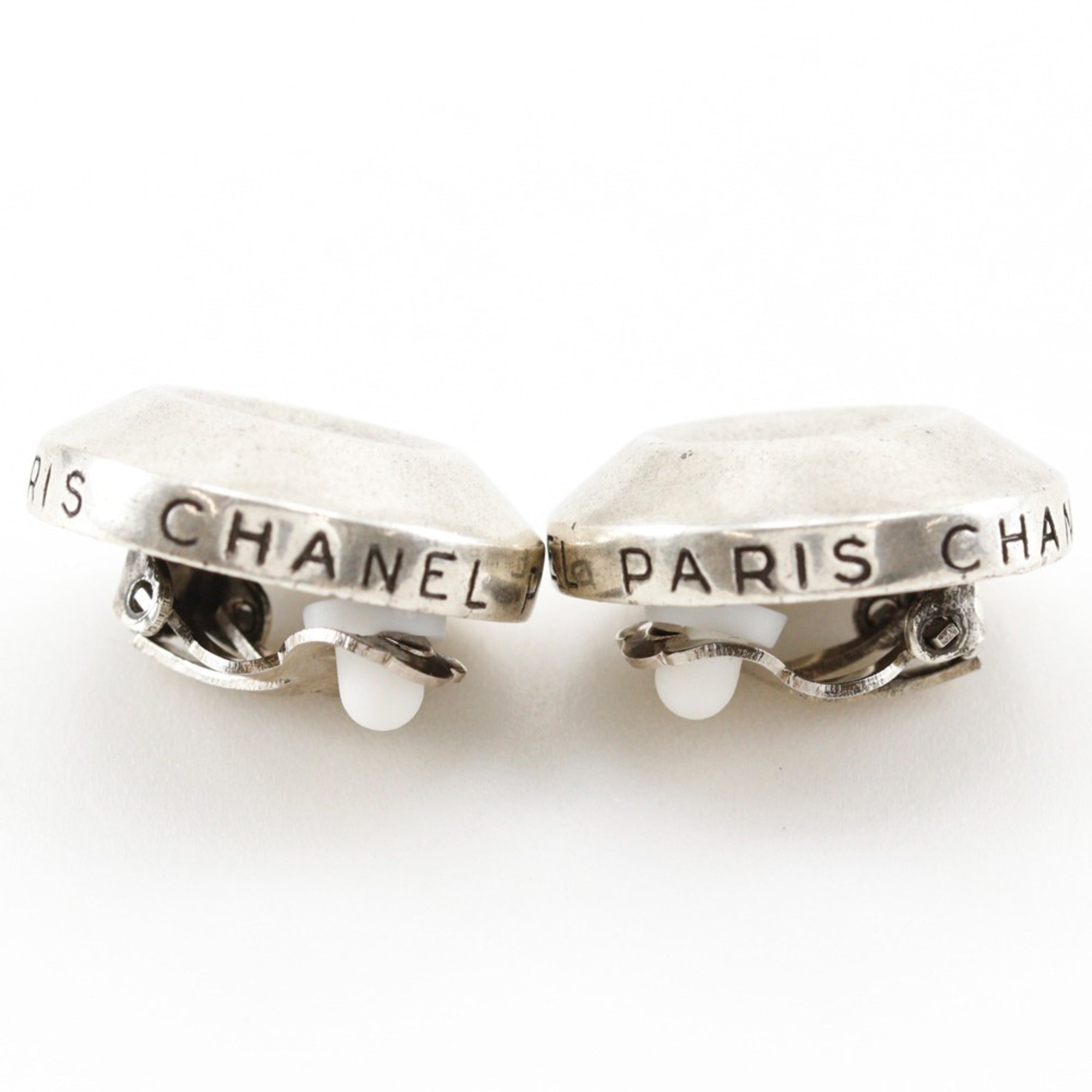 CC Logo Clip-On Earrings Silver-Tone Metal Silver-Tone Metal
