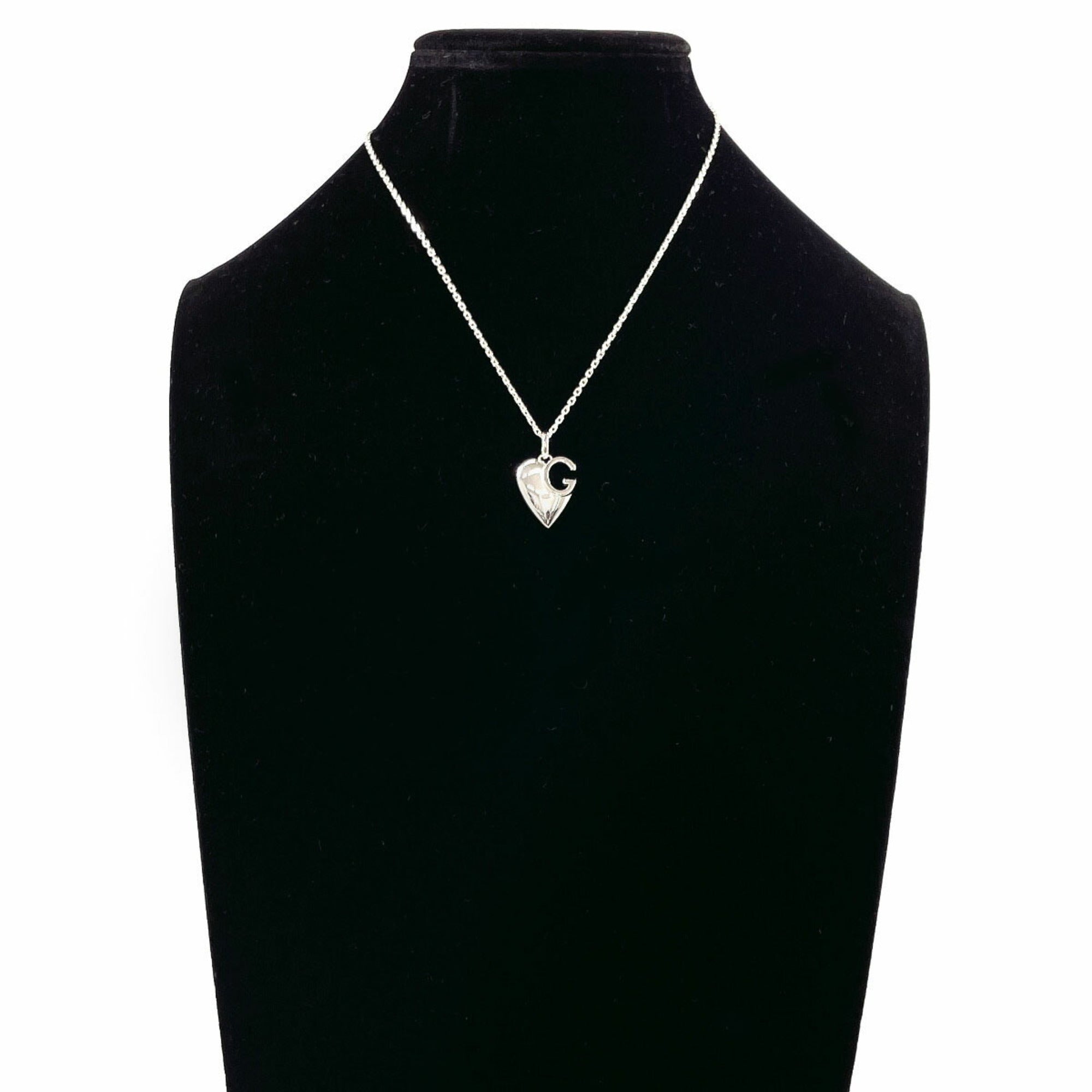 G Heart Pendant Necklace Sterling Silver