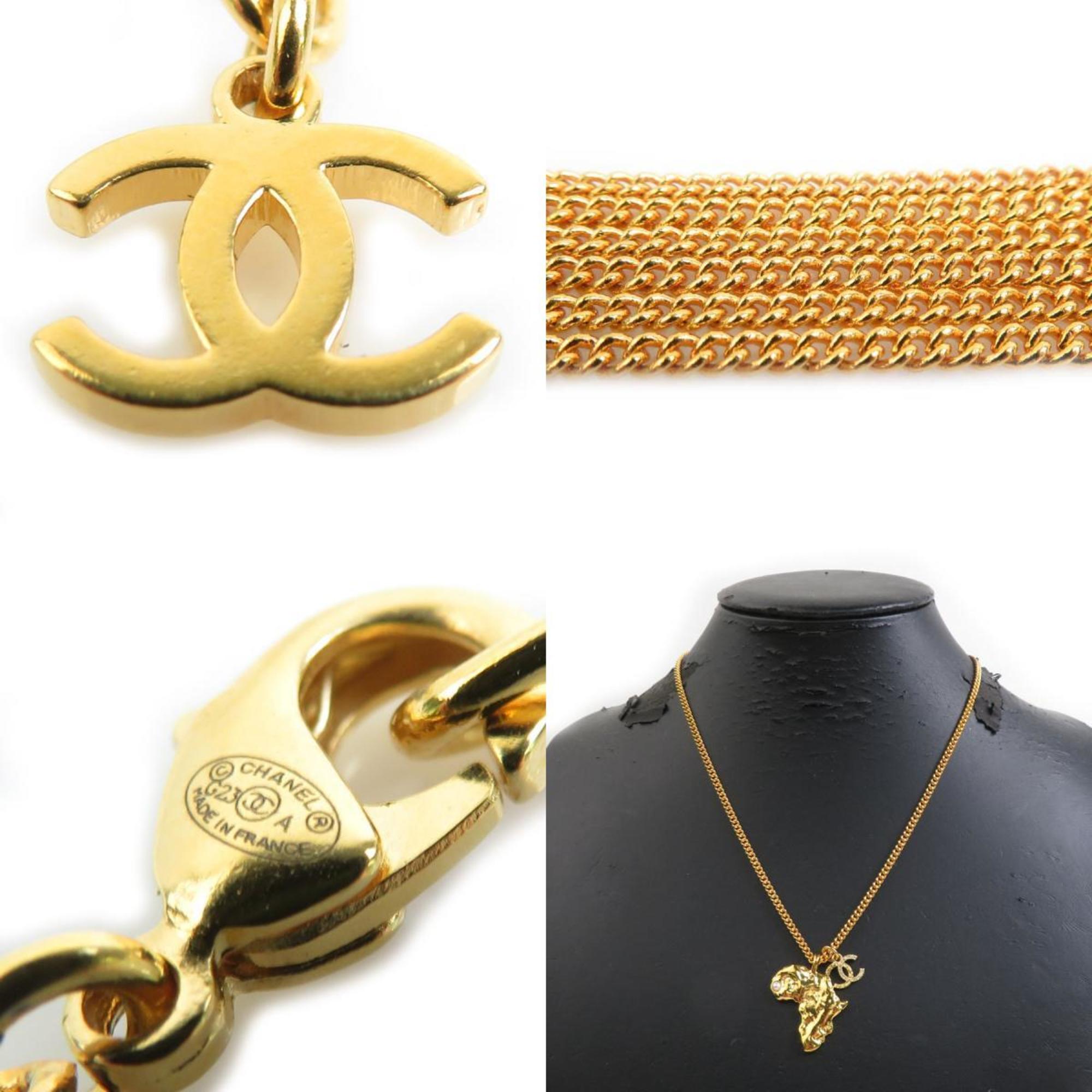 CC Logo Pendant Necklace Gold-Tone Metal