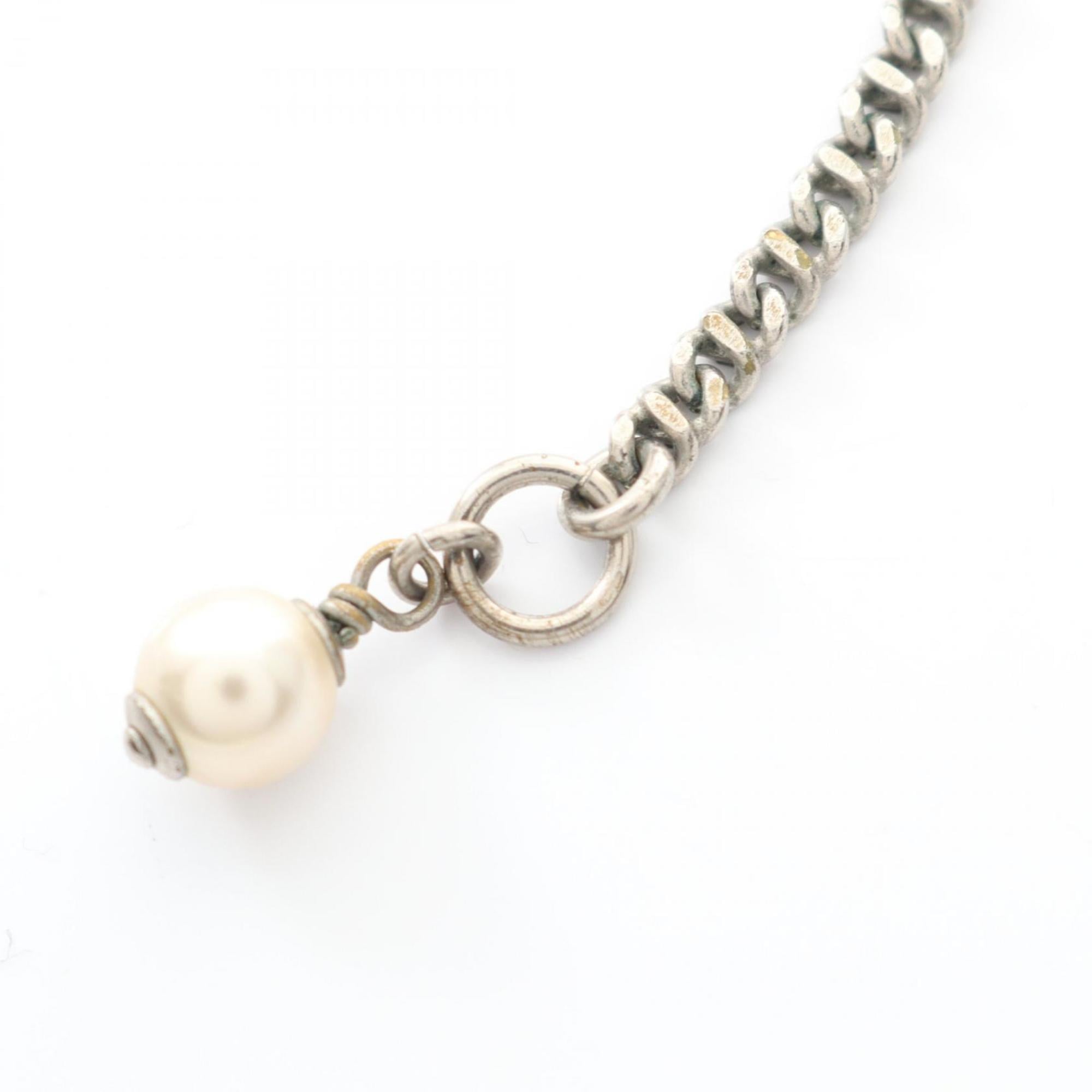 Pendant Necklace Stainless Steel and Artificial Pearl and Rhinestone