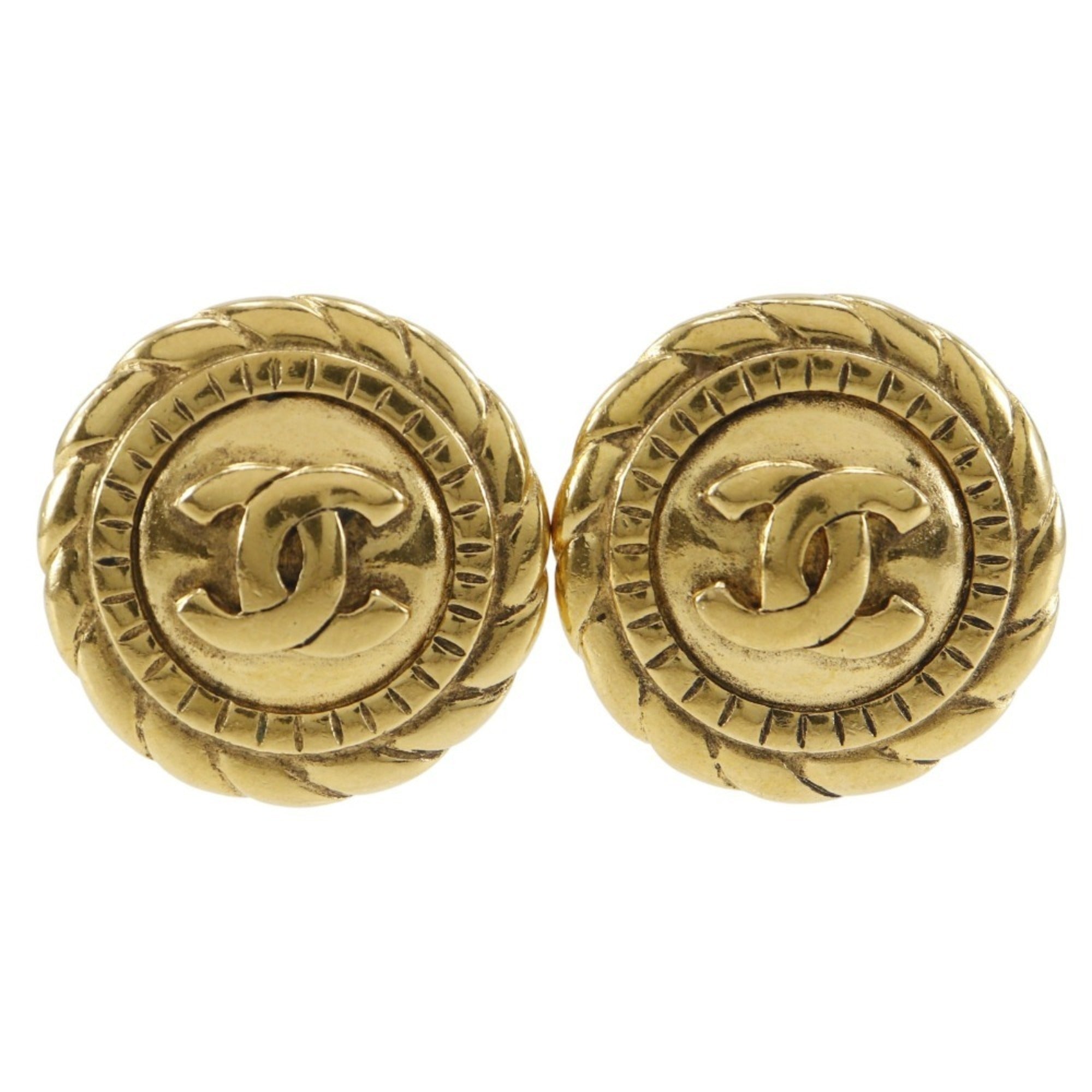 CC Logo Clip-On Earrings Metal Gold-Tone Metal