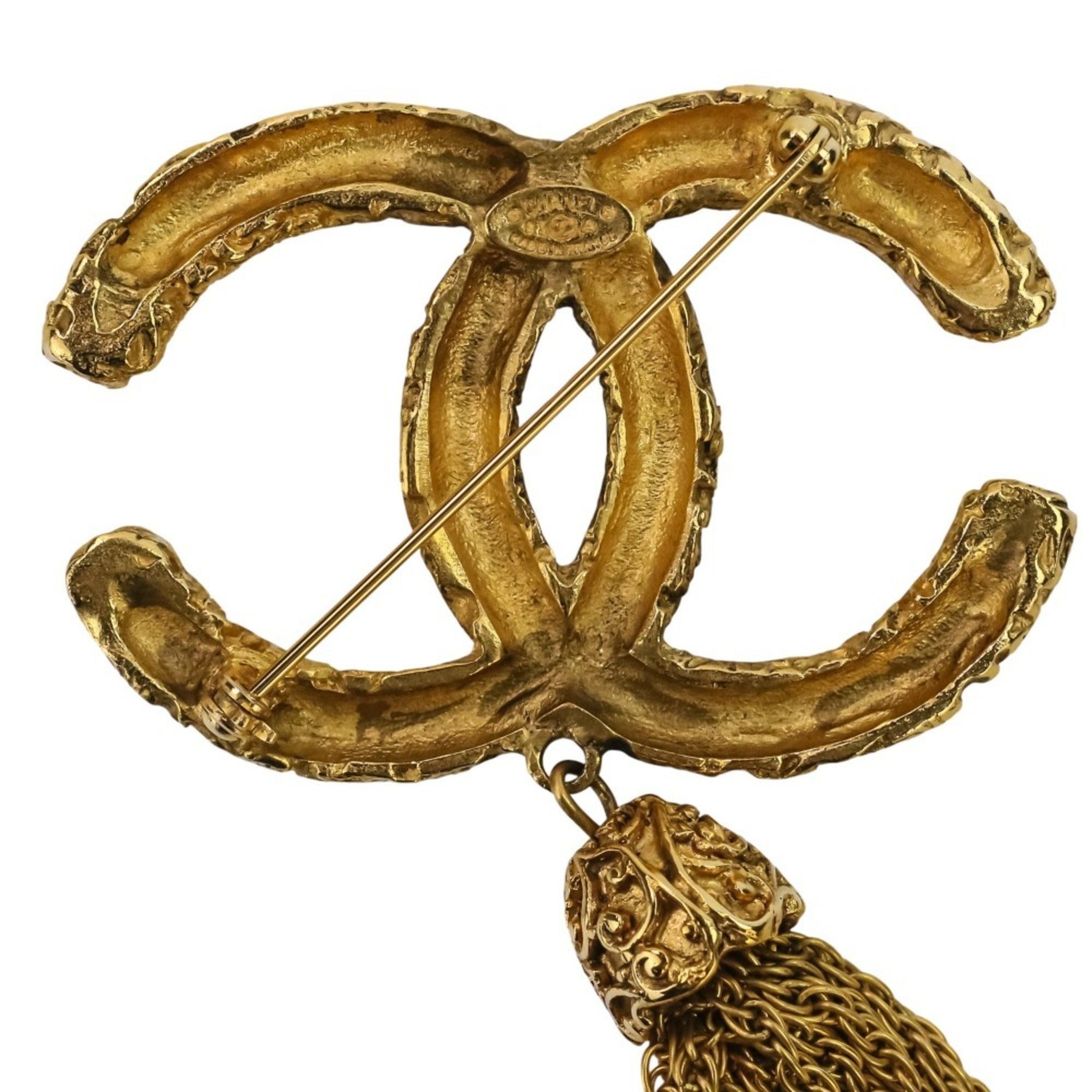 CC Logo Brooch Gold-Tone Metal