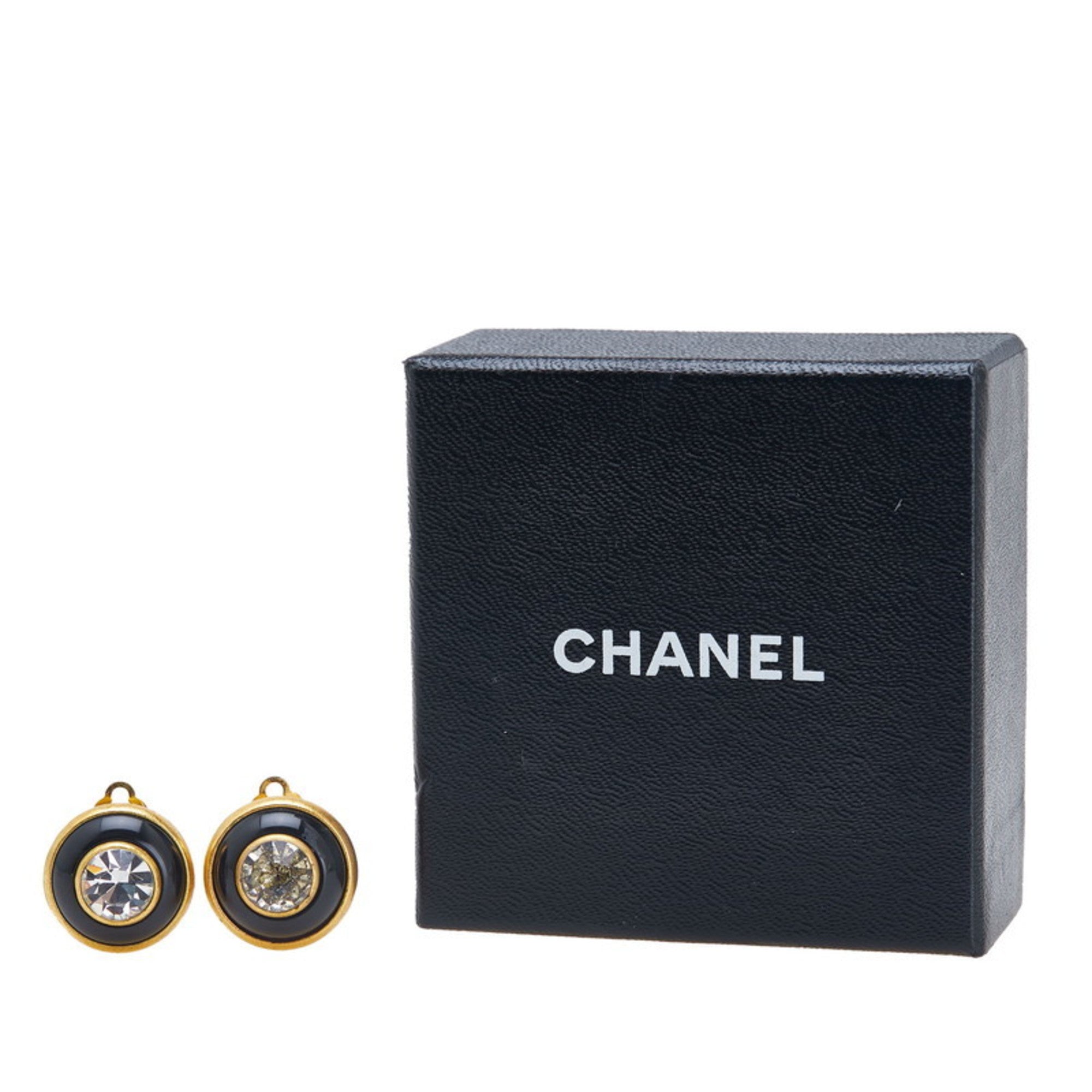 Rhinestone Clip-On Earrings Rhinestone and Gold Plated