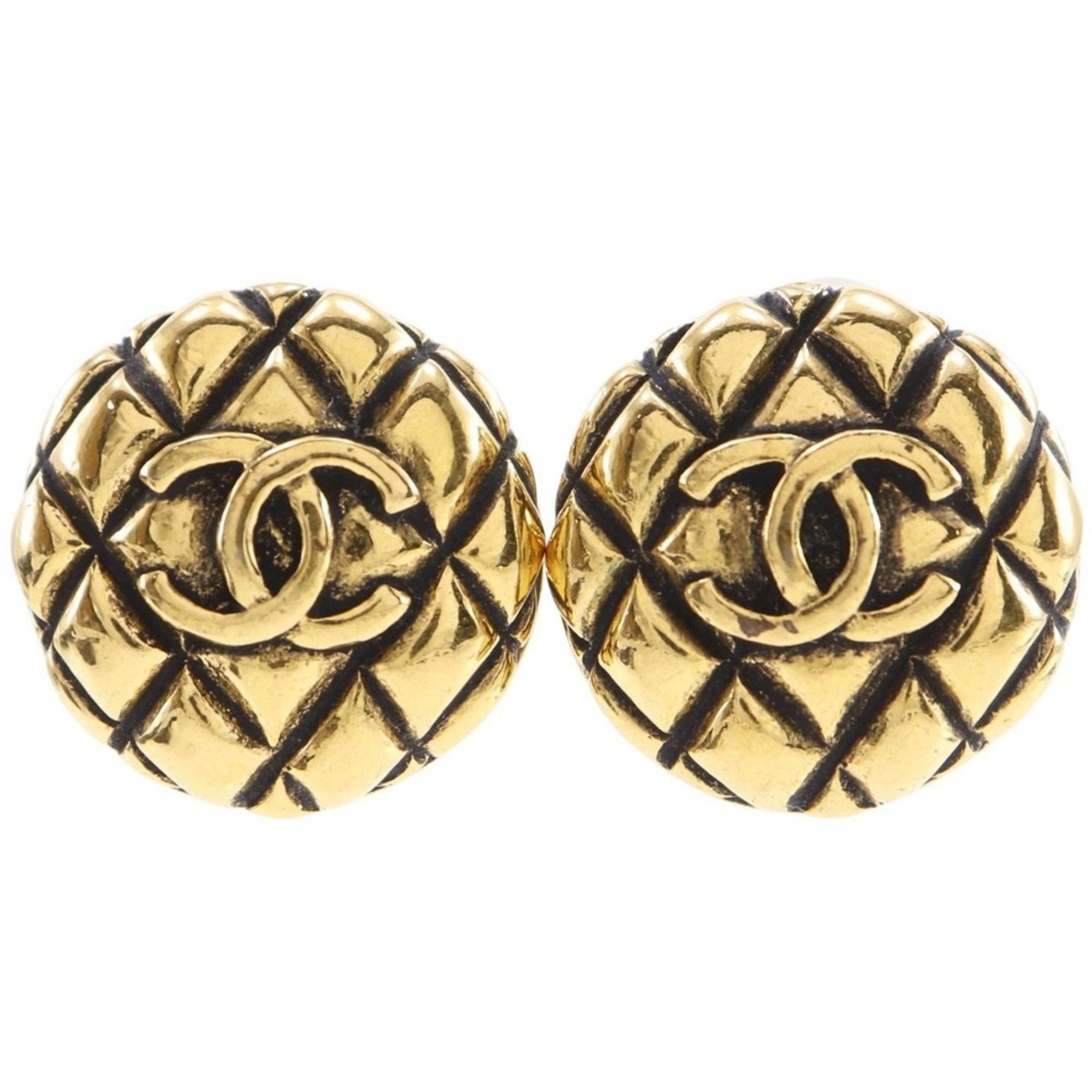 CC Logo Clip-On Earrings Metal Gold-Tone Metal