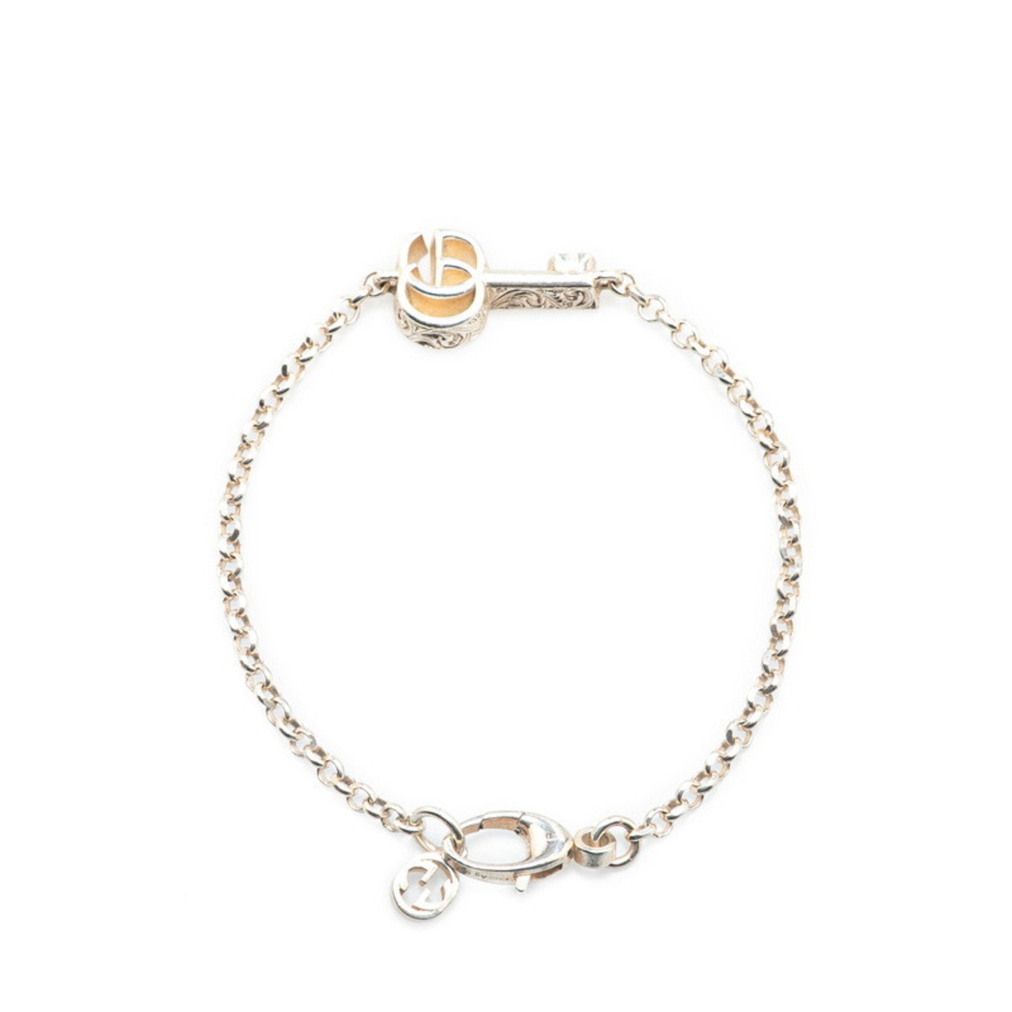 Double G Key Charm Bracelet Sterling Silver