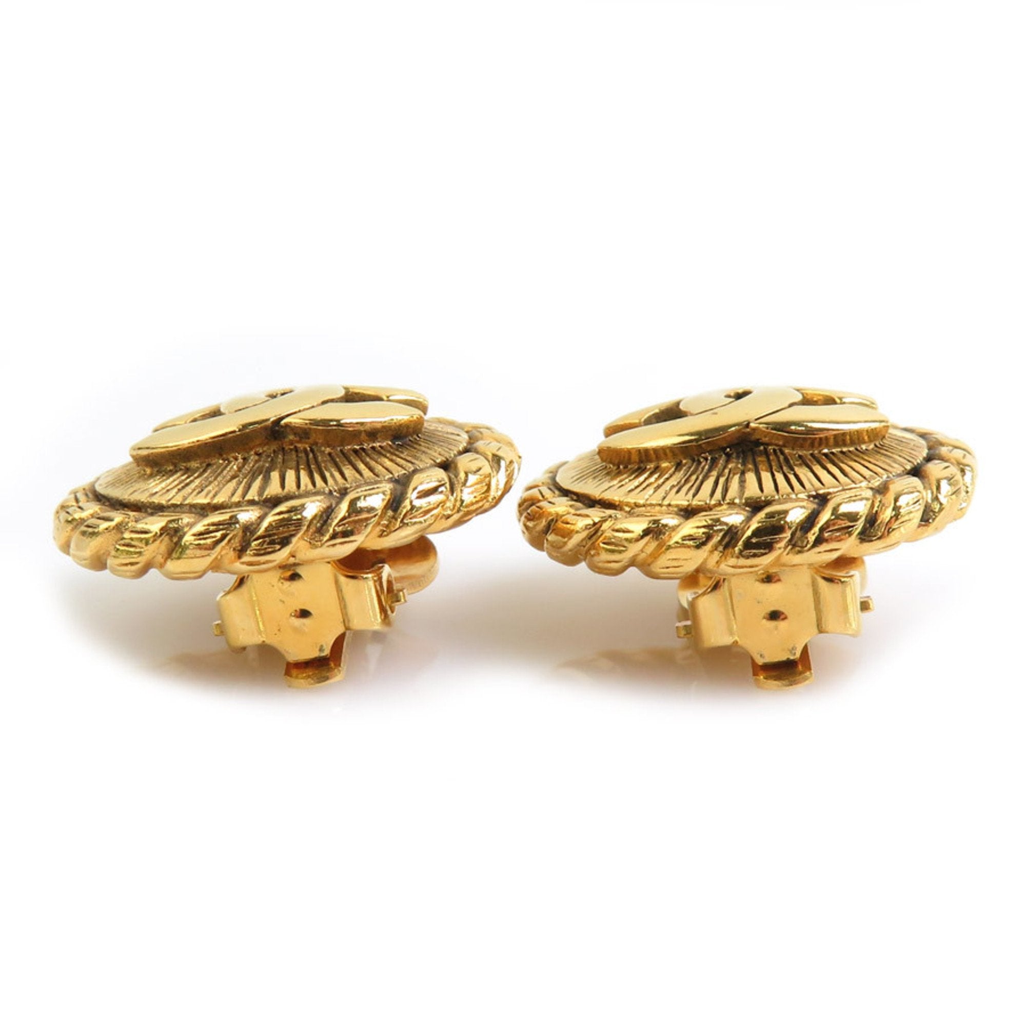 CC Logo Clip-On Earrings Gold-Tone Metal Gold-Tone Metal