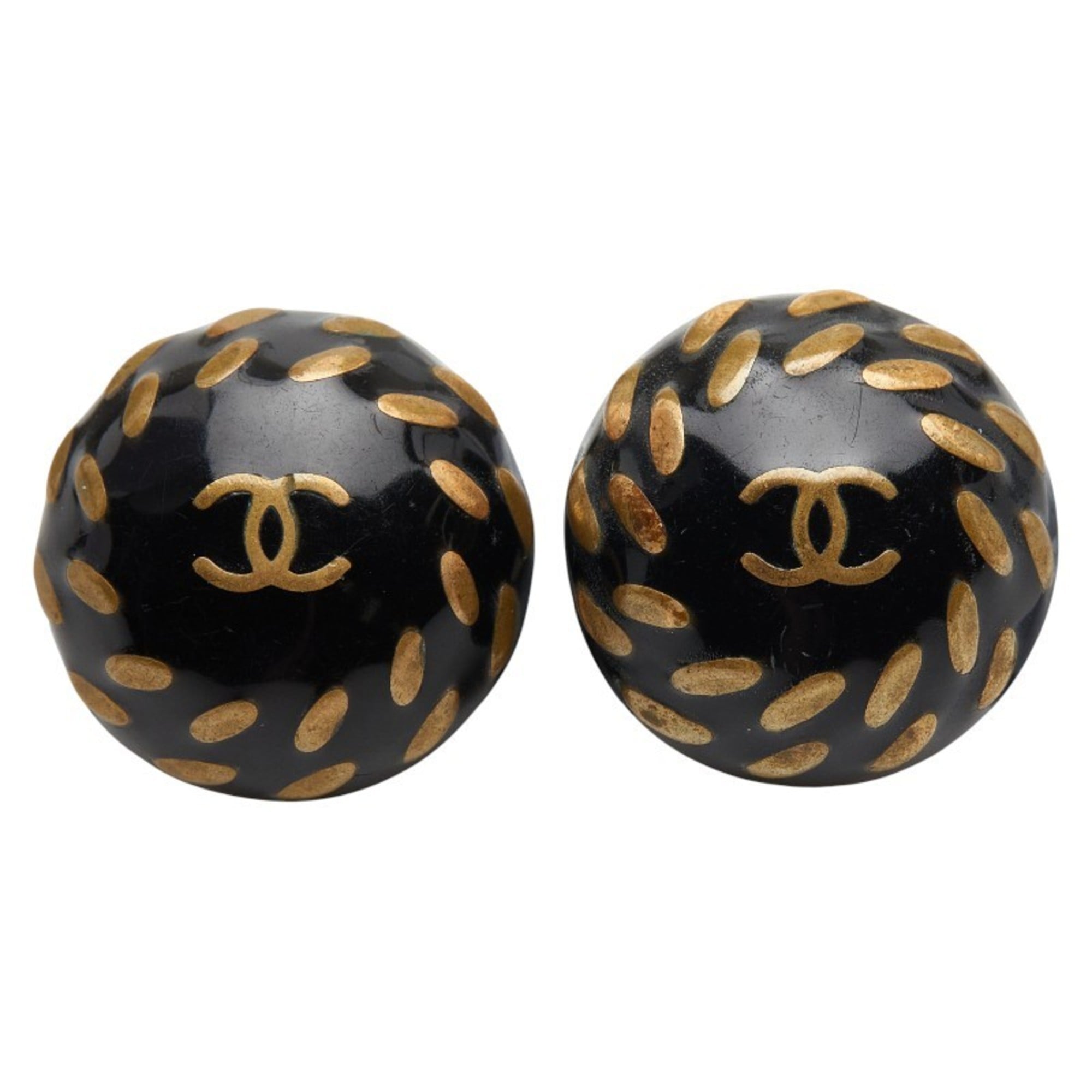 CC Logo Round Clip-On Earrings Gold-Tone Metal Gold-Tone Metal