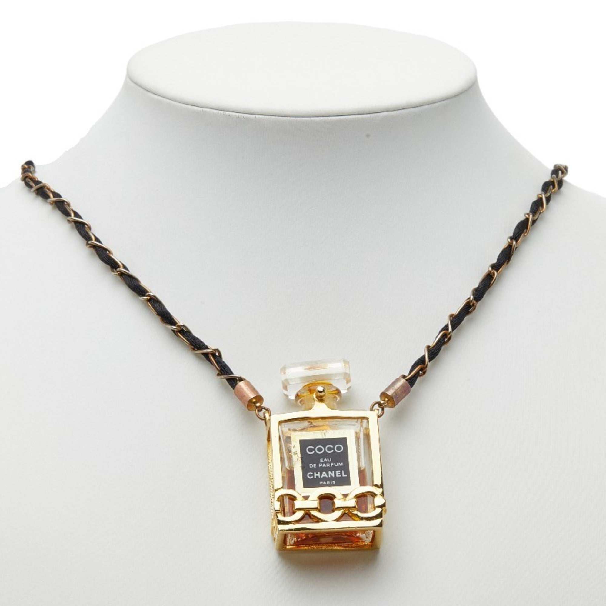 Pendant Necklace Nylon Black and Gold