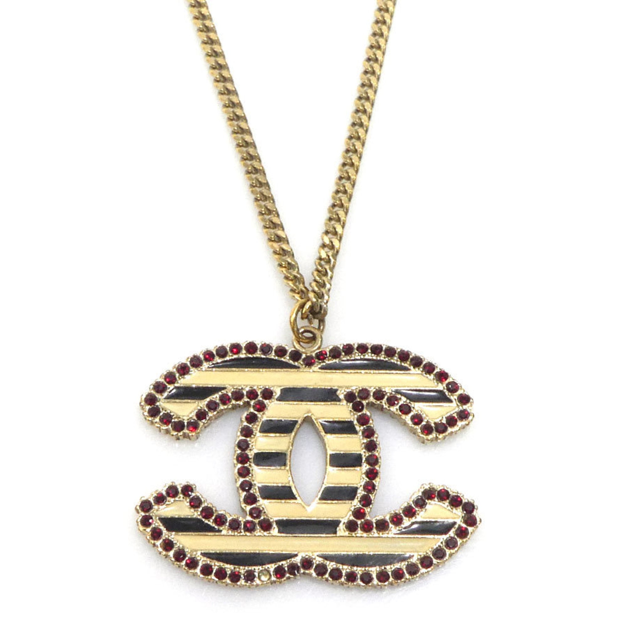 CC Logo Pendant Necklace Gold-Tone Metal