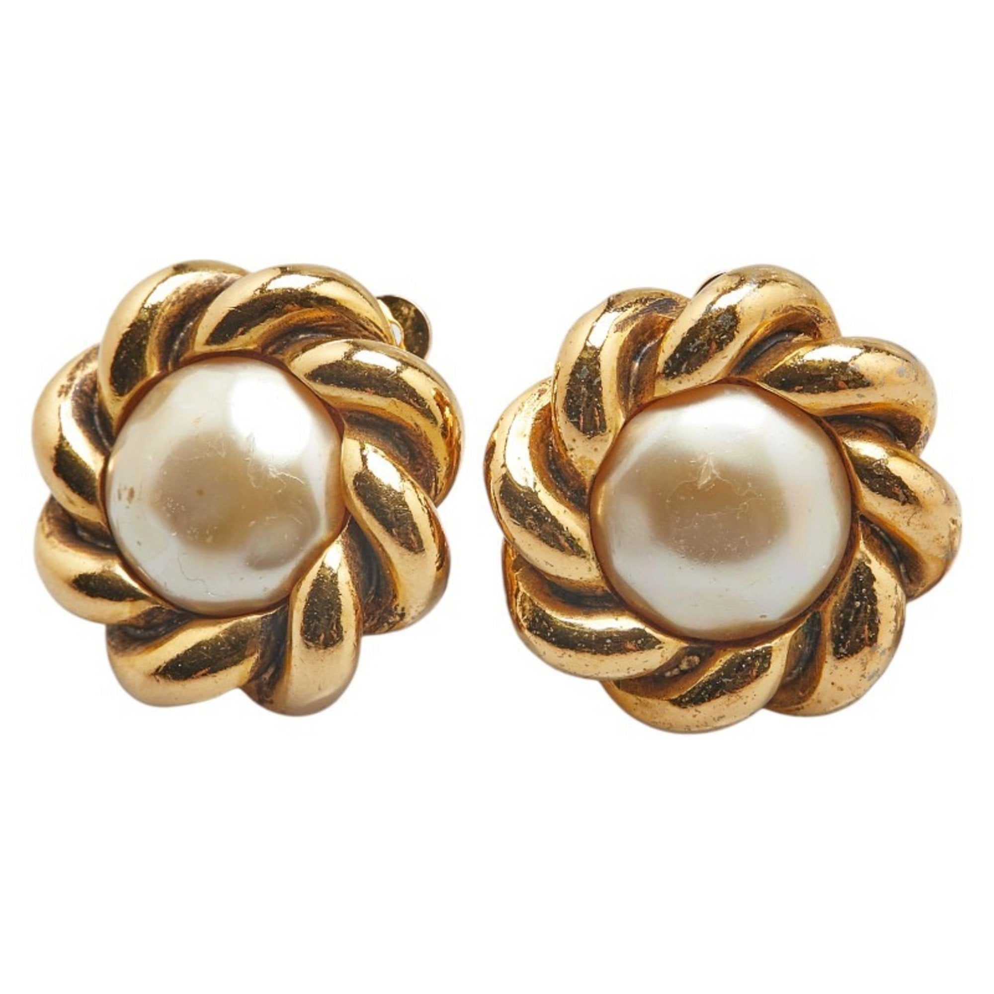 Clip-On Earrings Pearl Clip-On Gold-Tone Metal
