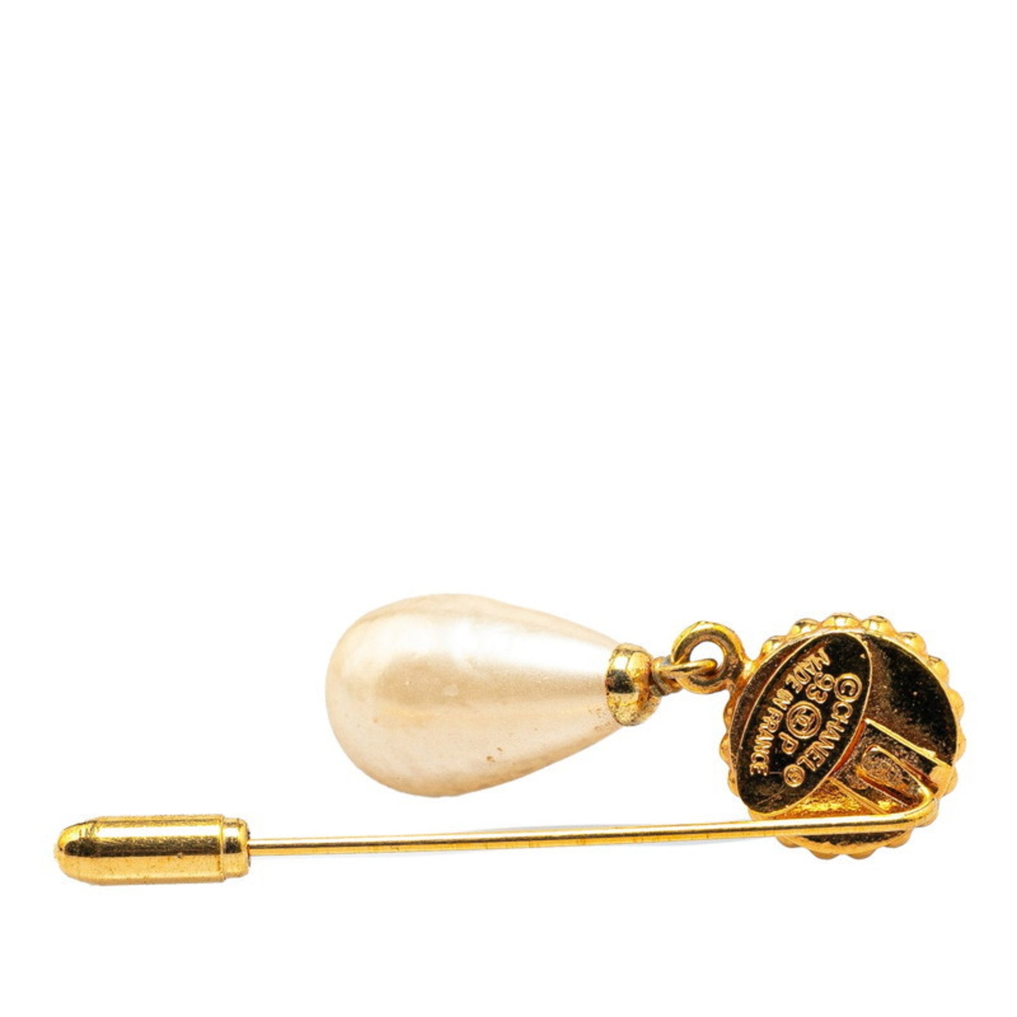 Clover Motif Brooch Metal With Faux Pearl