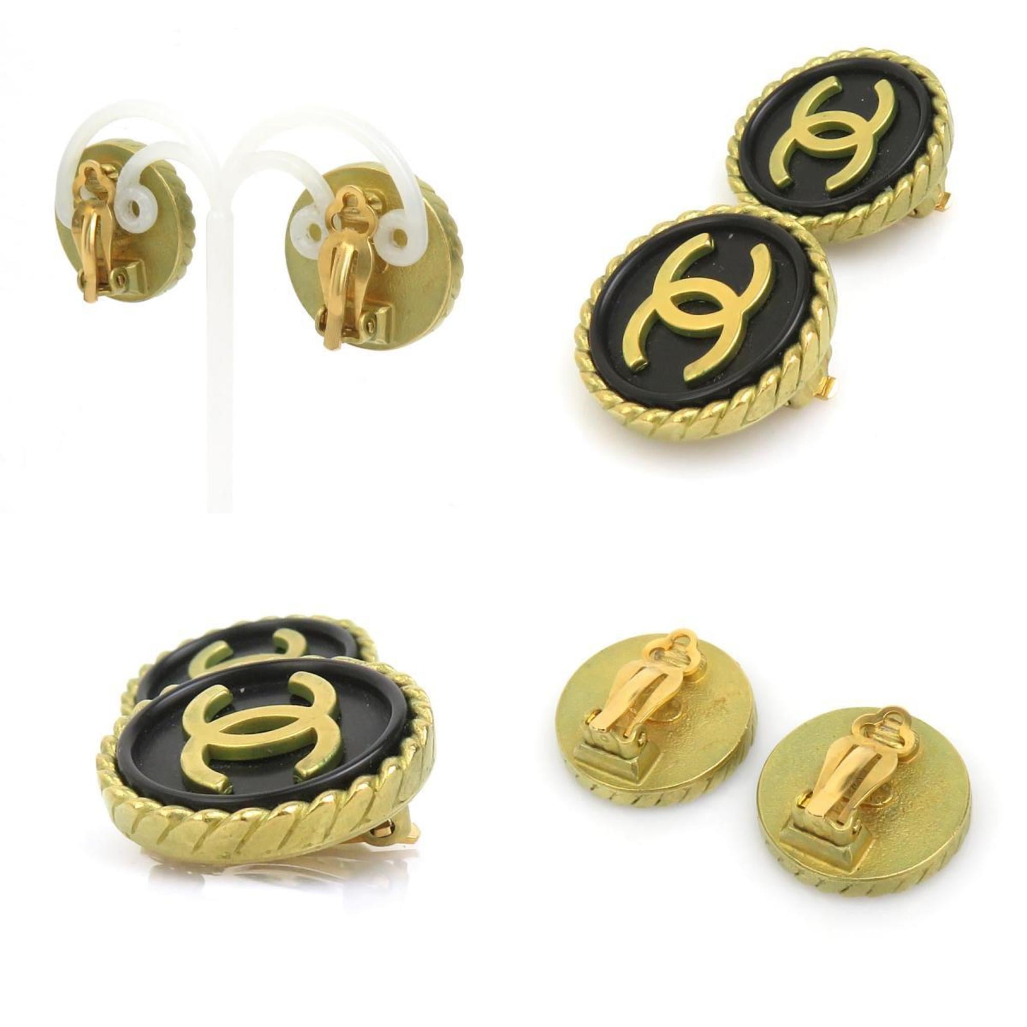 CC Logo Clip-On Earrings Gold-Tone Metal