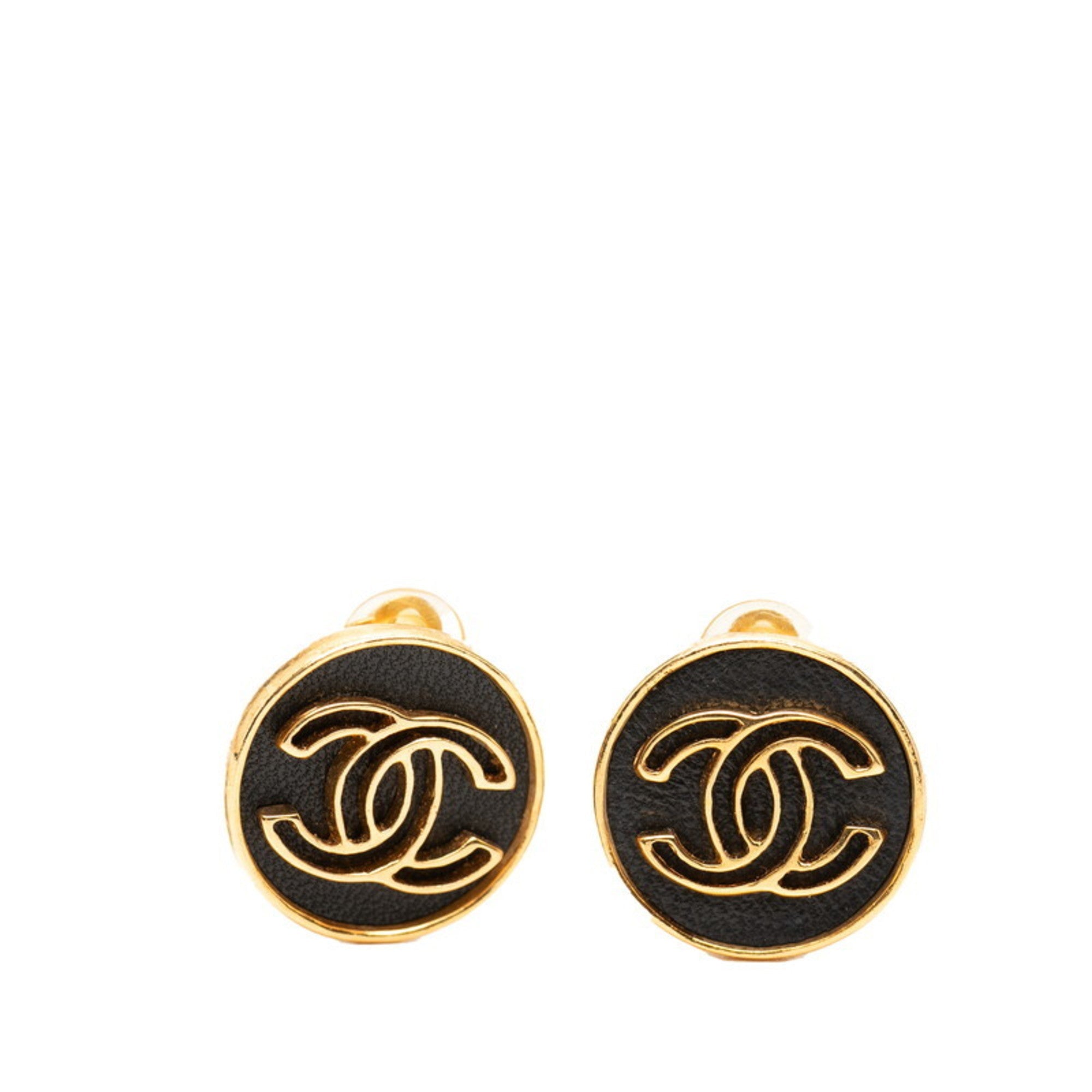 CC Logo Clip-On Earrings Gold-Tone Metal Gold-Tone Metal