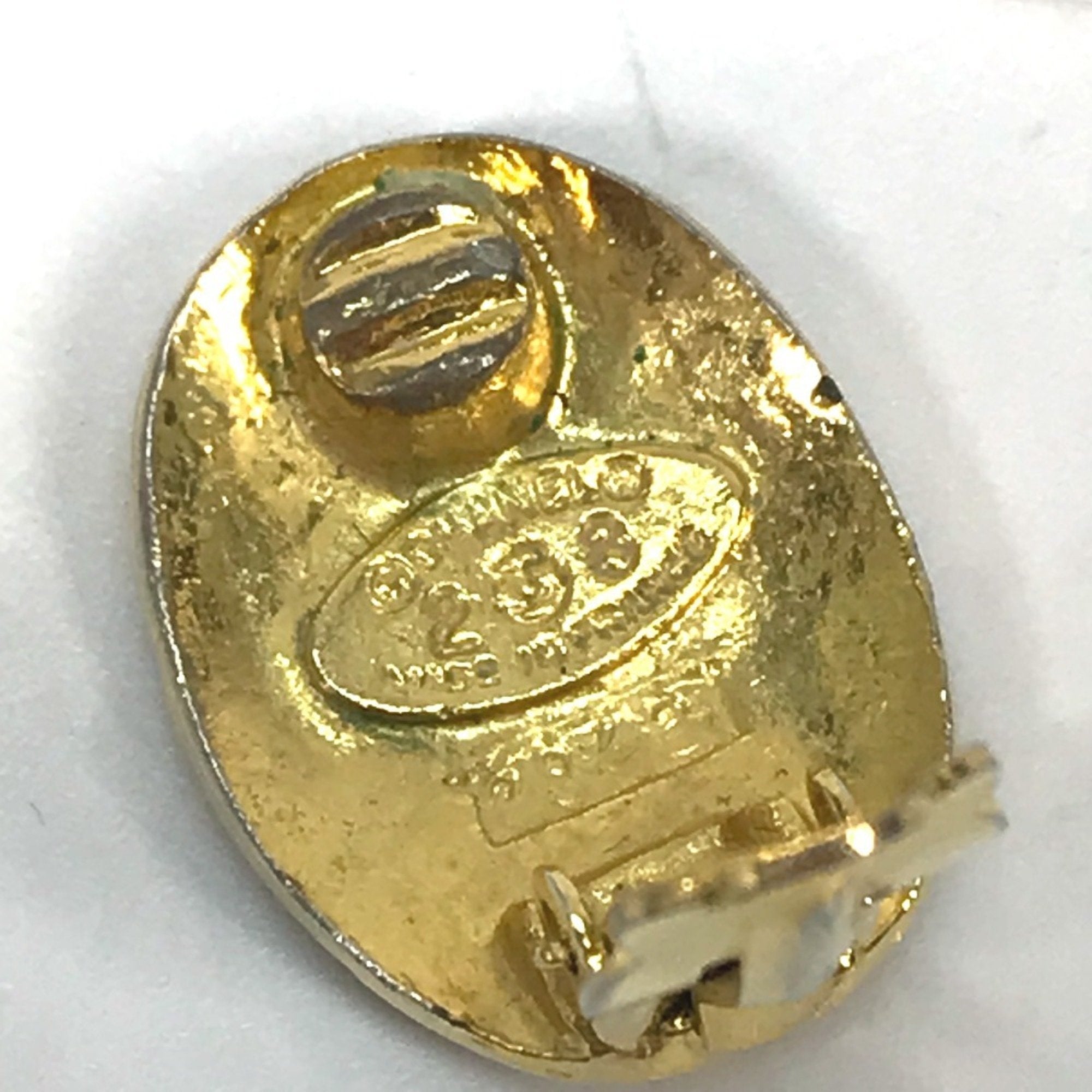 CC Logo Clip-On Earrings Gold-Tone Metal Gold-Tone Metal