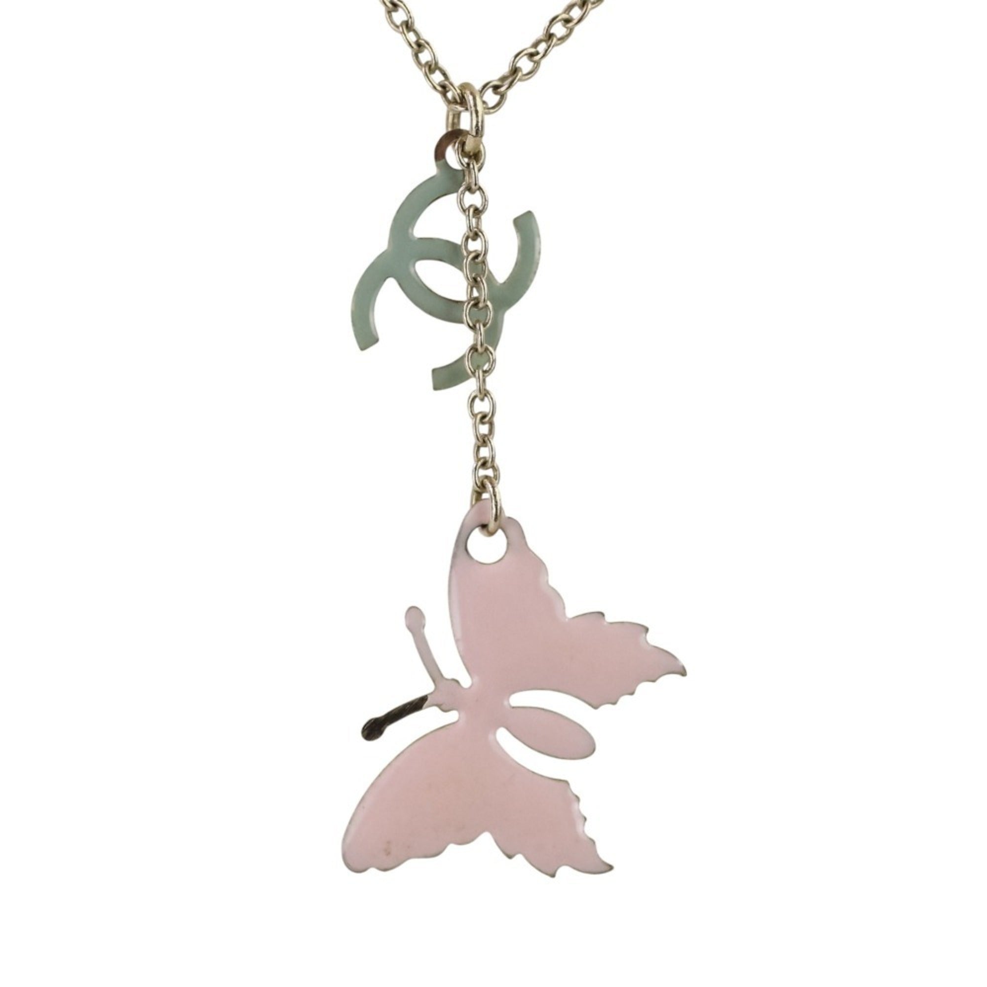 CC Logo Butterfly Pendant Necklace Metal