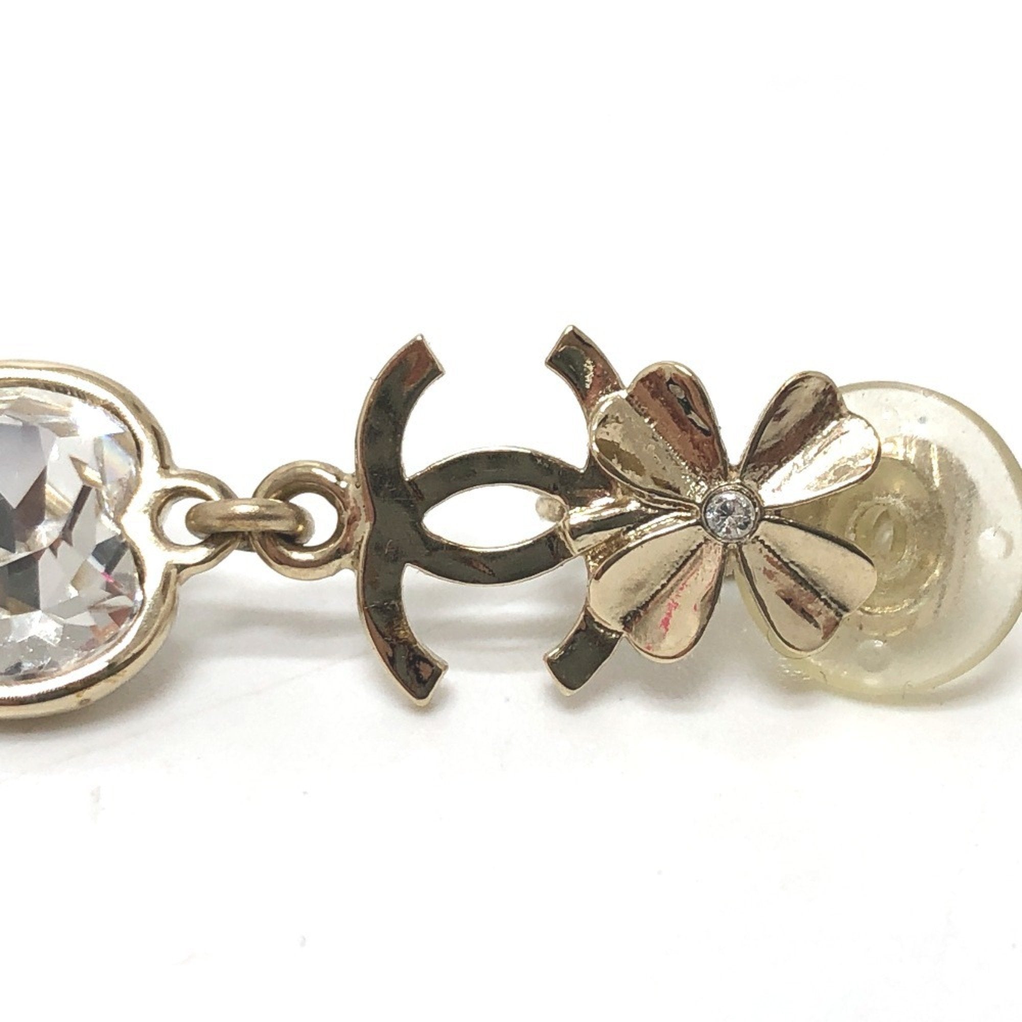 CC Logo Heart Clover Earrings Metal Gold-Tone Metal